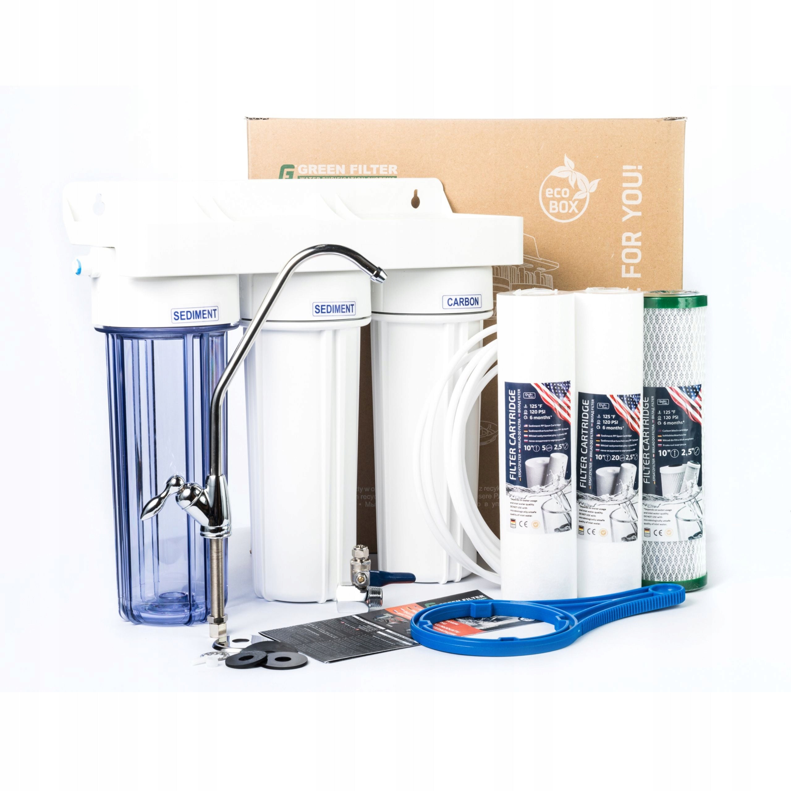 Water filter Green Filter SF338 under sink with inserts and tap