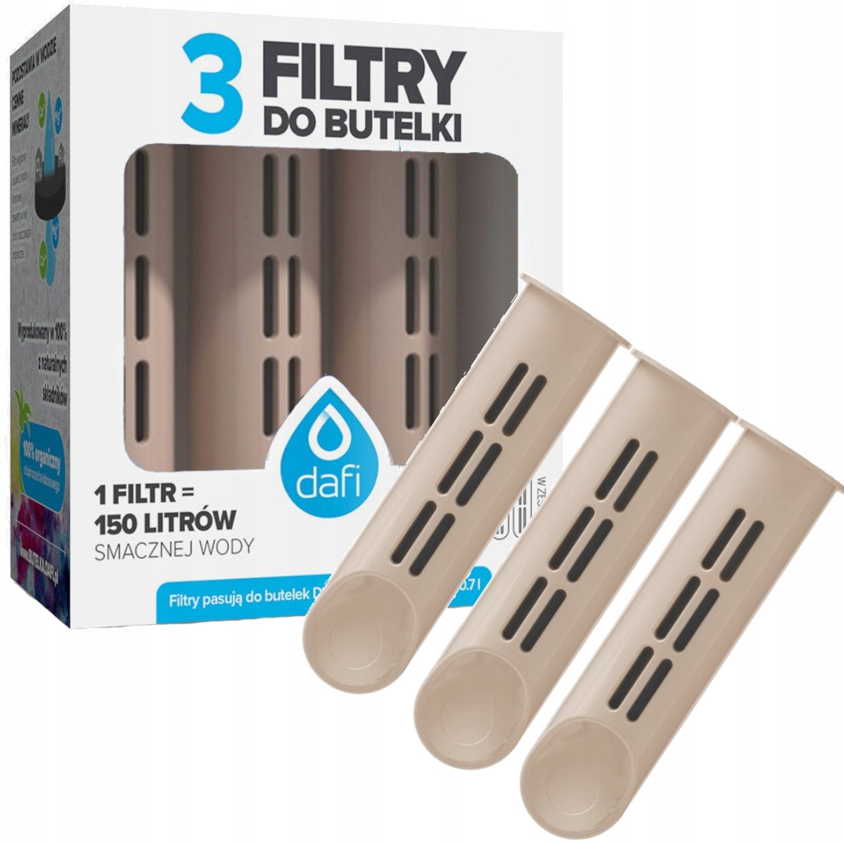 Water filter bottle + 4x FitMania Dafi Solid 0,5 cappuccino cartridge Packaging status original