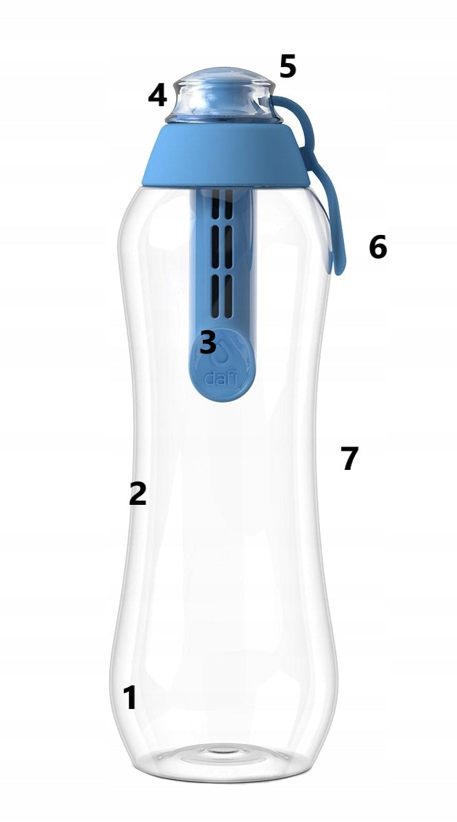Water filter bottle Dafi Soft blue 0,5l + 4 filters set Manufacturer code D.BUT.DAFI.BUTELKA.Z.WK.NIE.P-4