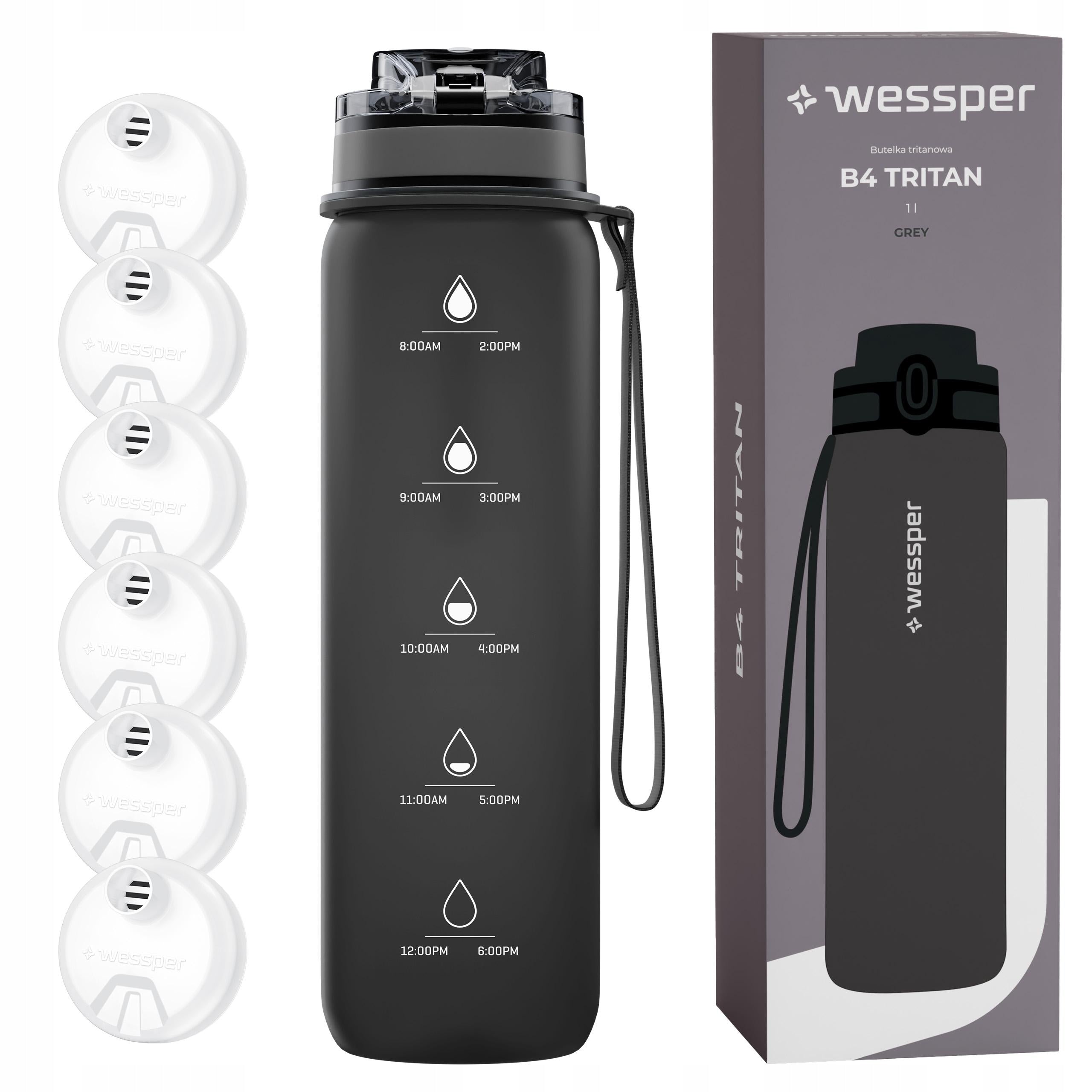 Water filter bottle Wessper tritan 1l gym bottle + 6x filter