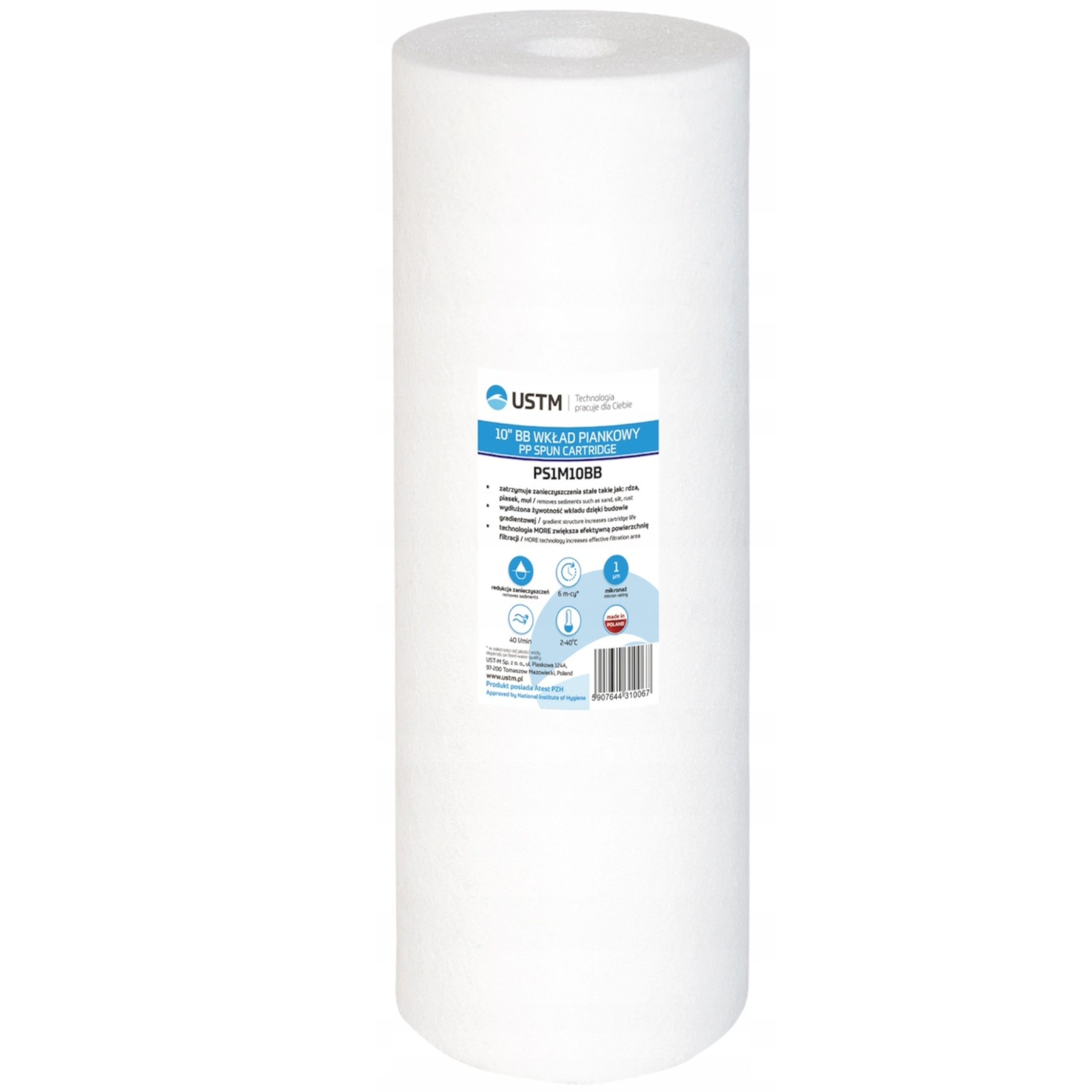 Water filter cartridge 10 BB foam 1 micron Big Blue Ustm Packaging status original