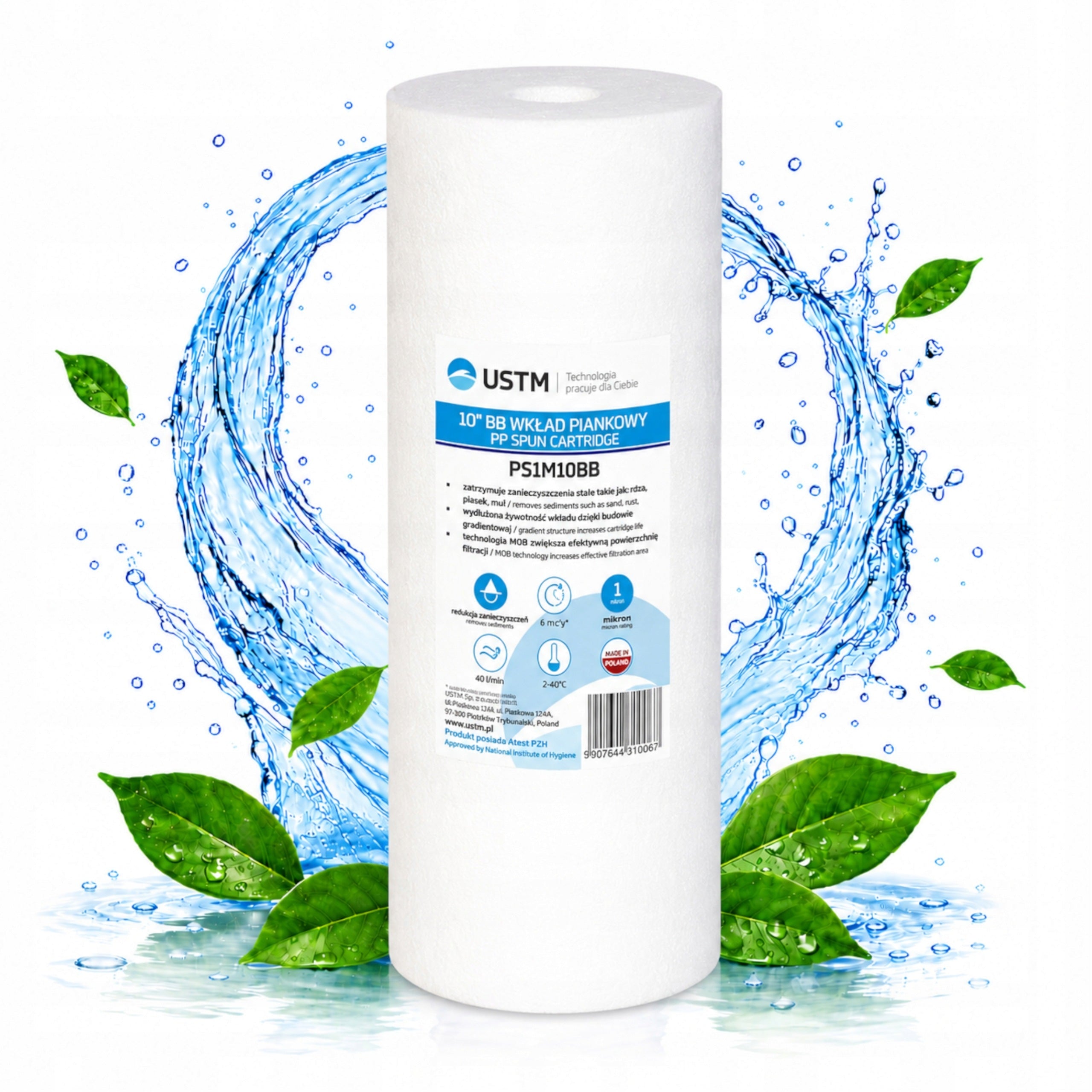 Water filter cartridge 10 BB foam 1 micron Big Blue Ustm