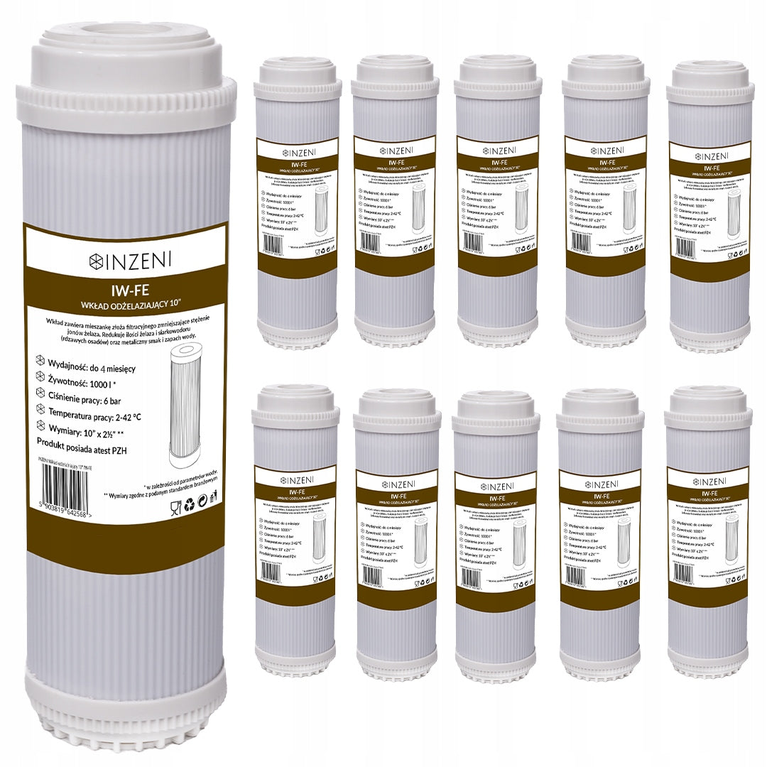 Water filter de-ironing cartridge 10 pcs for iron in water INZENI IW-FE