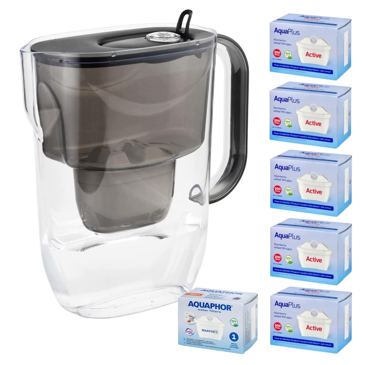 Water filter jug Aquaphor Fresh 3,2L Black with 6 refills
