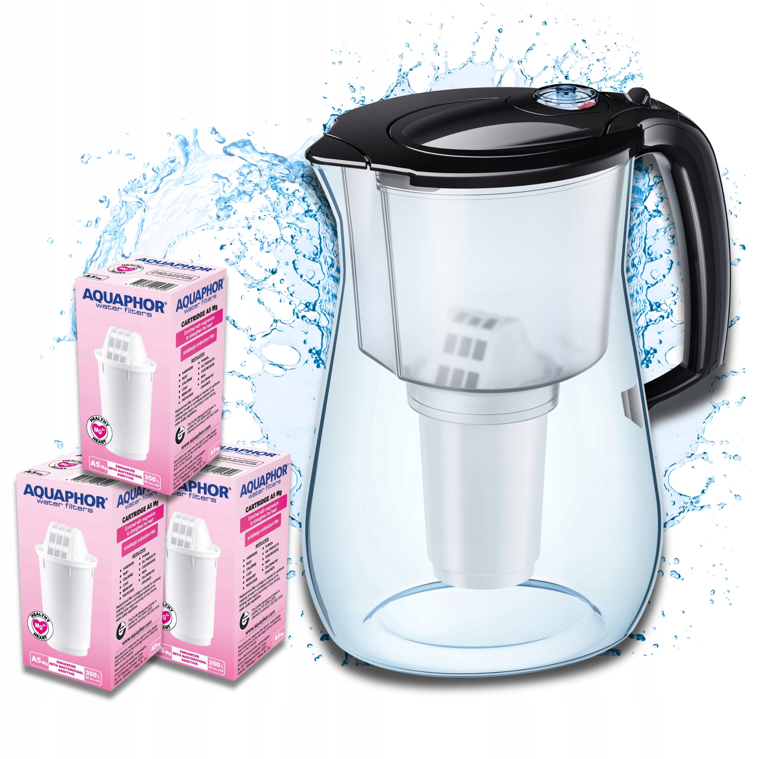 Water filter jug Aquaphor Provence 4,2L +3 cartridges A5 Mg2+ included