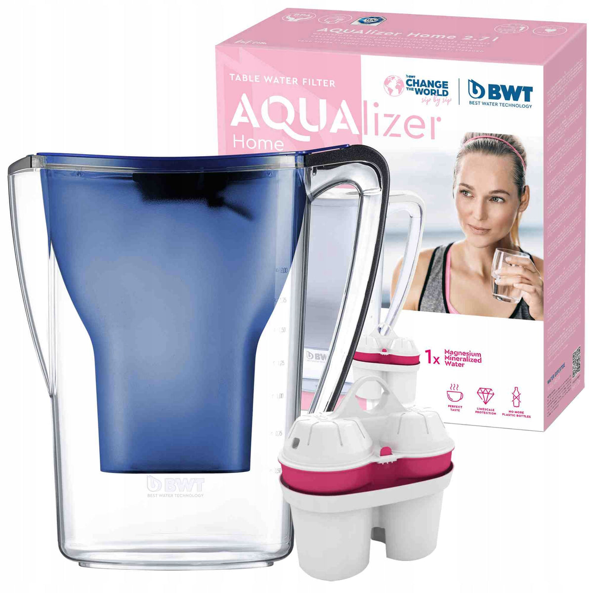 Water filter jug BWT Aqualizer Home Blue manual + cartridge Mg2+