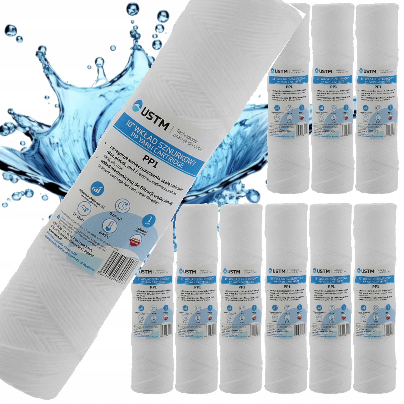 Water filter string cartridge 1 mik PP1 Ustm set x 10 pieces