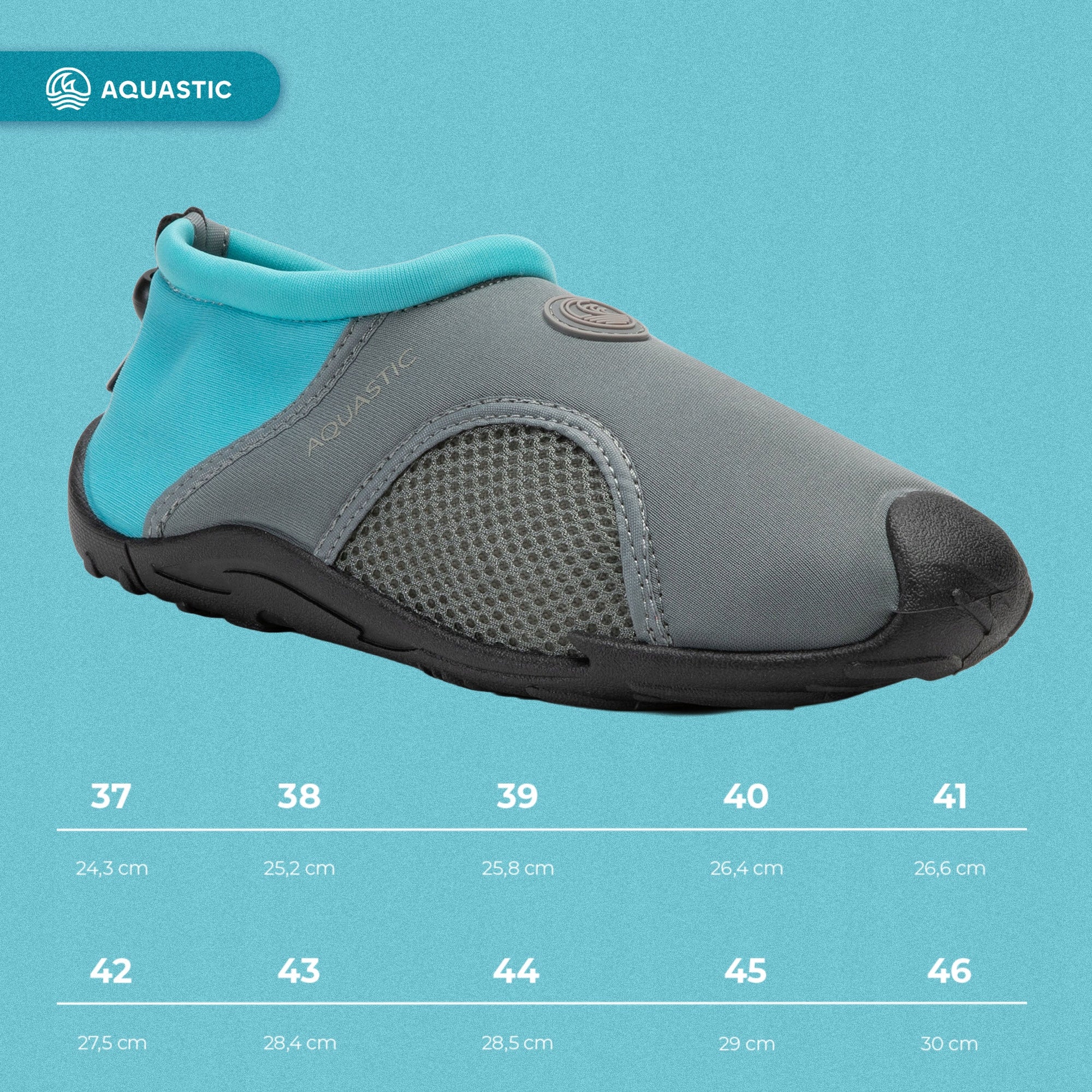 Water shoes AQUASTIC Kea grey 46 Neoprene Non-slip sole Model Kea