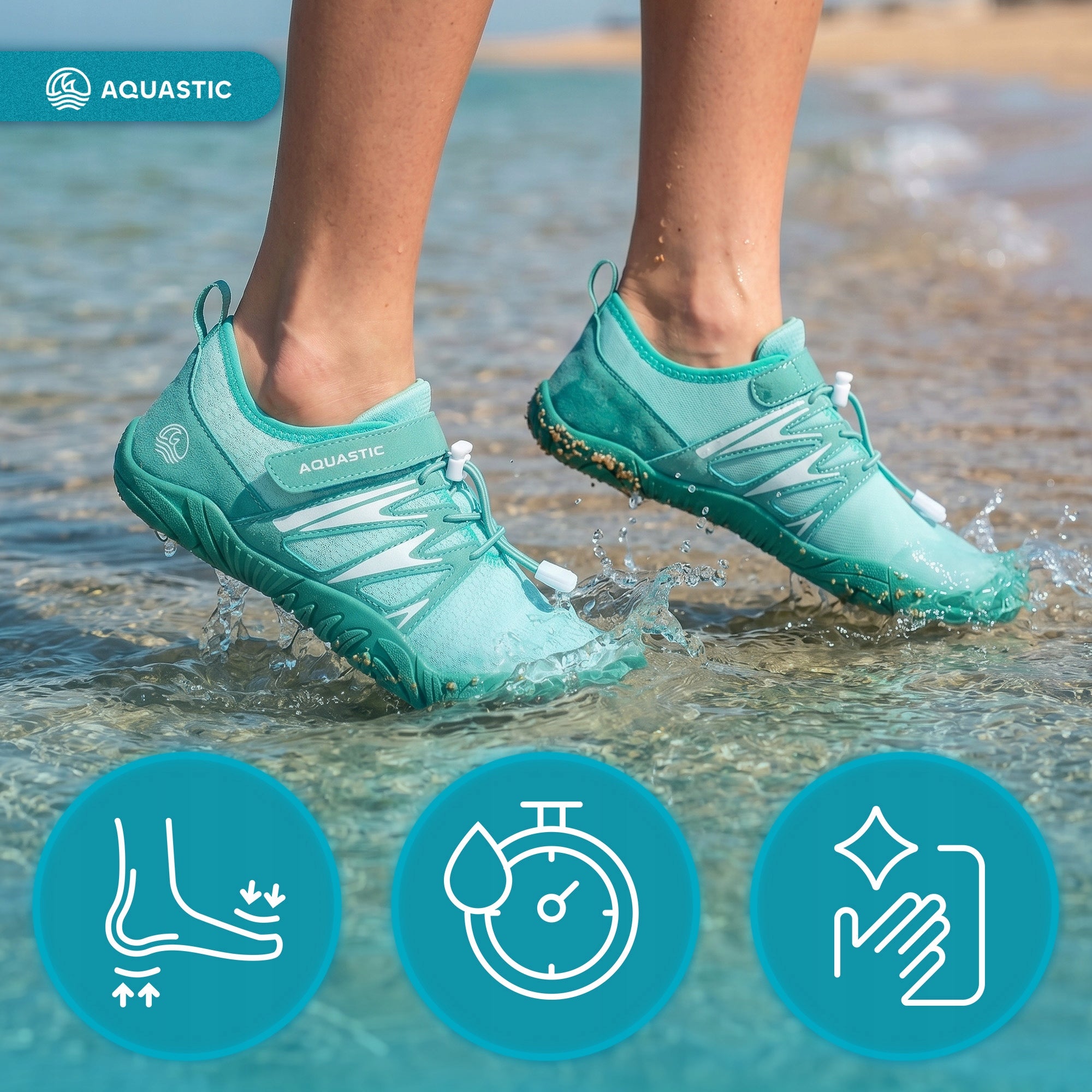 Water shoes AQUASTIC Mayor turquoise FOR STONES ECHINACEA BEACH LIGHT 42 Size 42