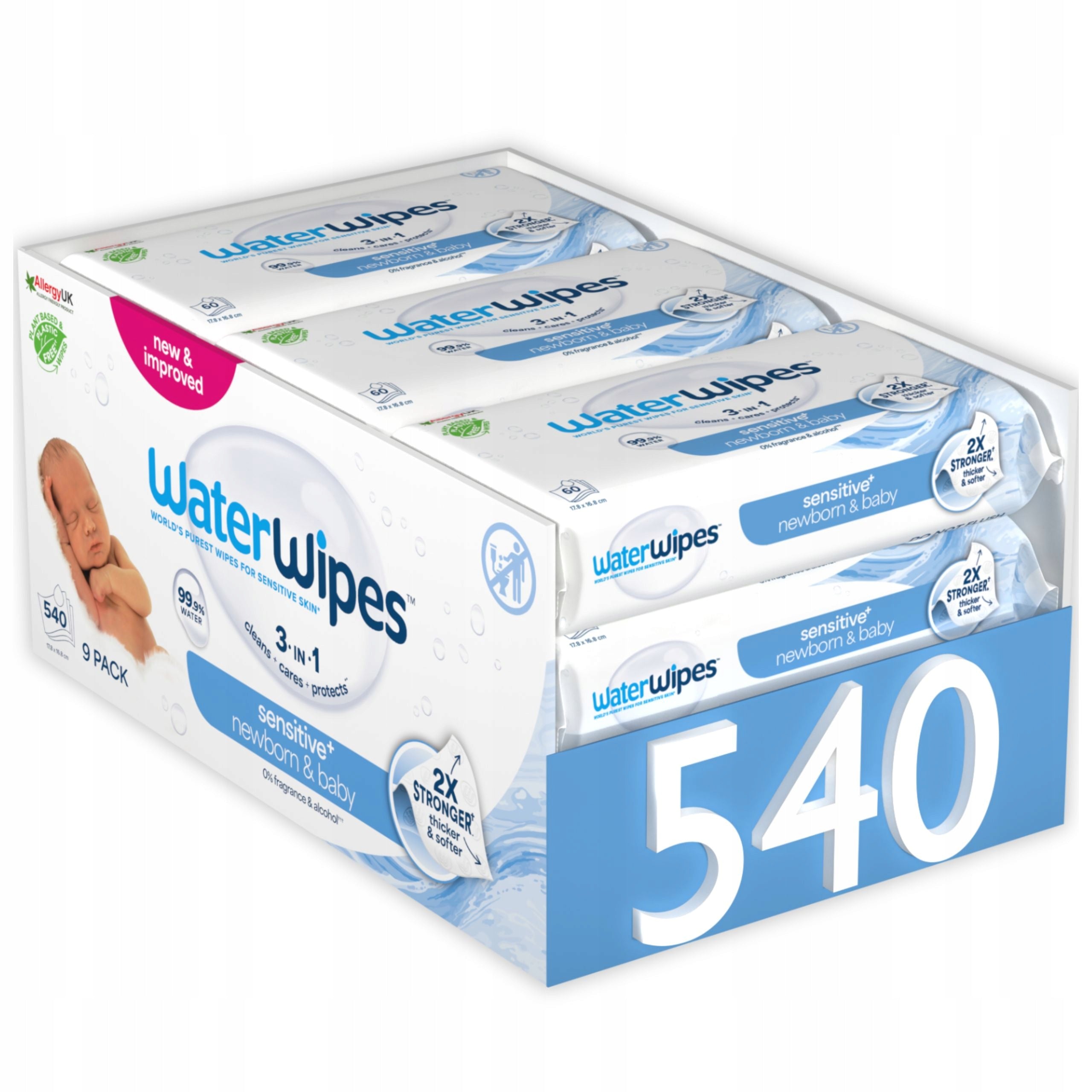 WaterWipes BIO Wet Wipes Wet 9x60pcs 99,9% Water Delicate