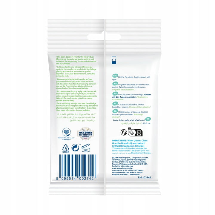 WaterWipes Wet wipes ON THE GO 5X10 pieces 99,9% water BIO Packaging status original