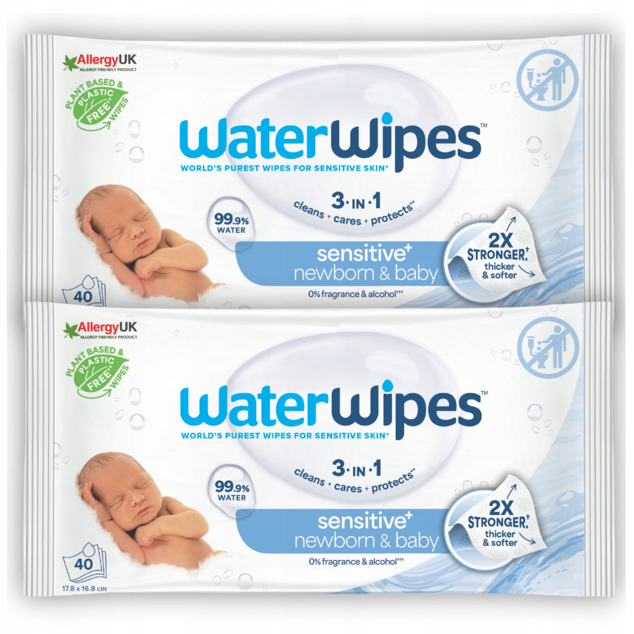 WaterWipes Wipes BIO Moisturized Clean Composition 2x40pcs (80pcs) 99,9% Water