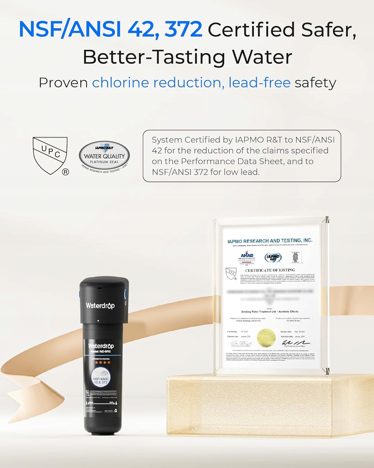 Waterdrop 10UA Under Sink Water Filter with 1 RF10 Replacement Filter Dominant color black