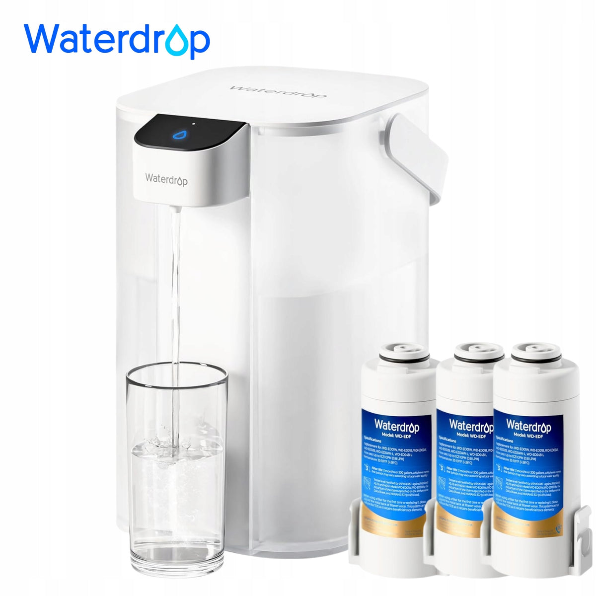 Waterdrop Instant Eletric Water Filter Jug, 3.5 L 3 Month Water Filter