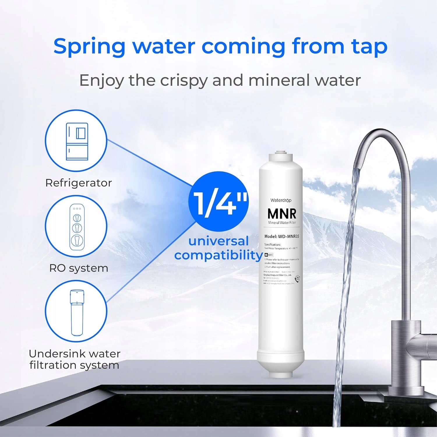 Waterdrop Remineralization Filter WD-MNR35 for Reverse Osmosis System (1) Manufacturer code WD-MNR35-1