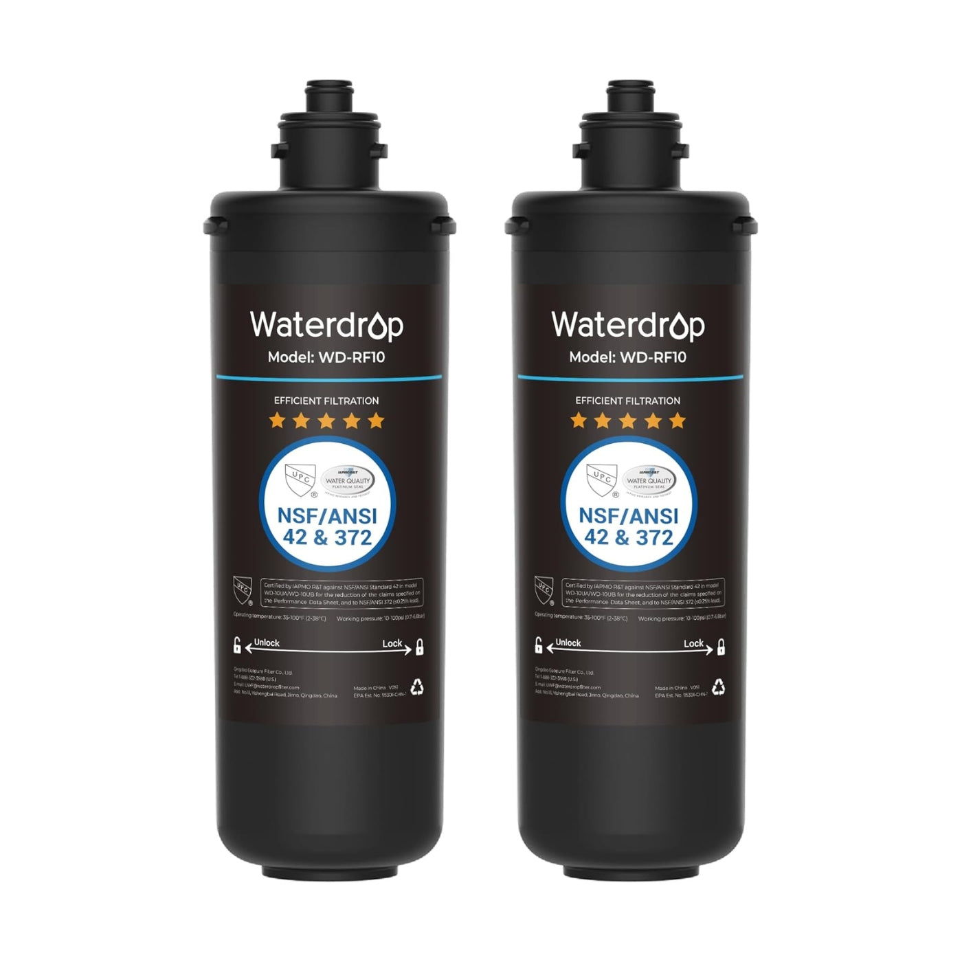 Waterdrop WD-RF10 Water Filter, 11000 Gallon High Capacity, 2 Packs