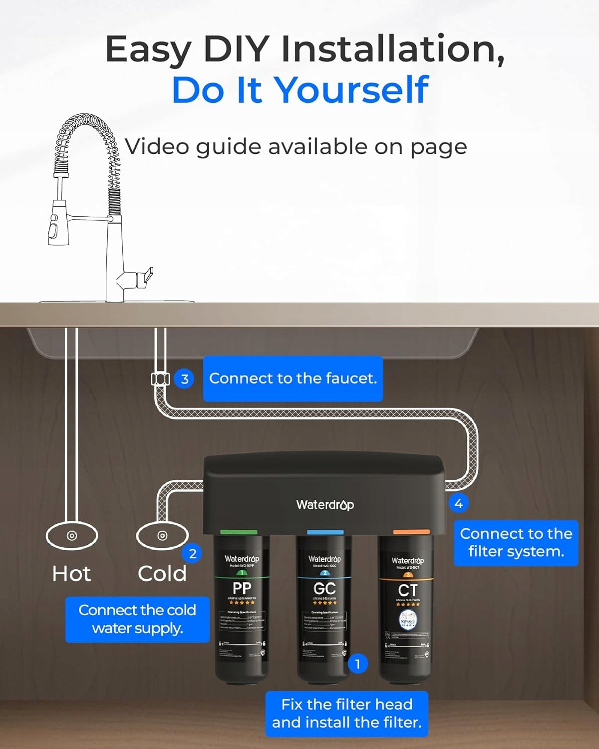 Waterdrop WD-TSA UnderSink Water filter System Kind under-sink
