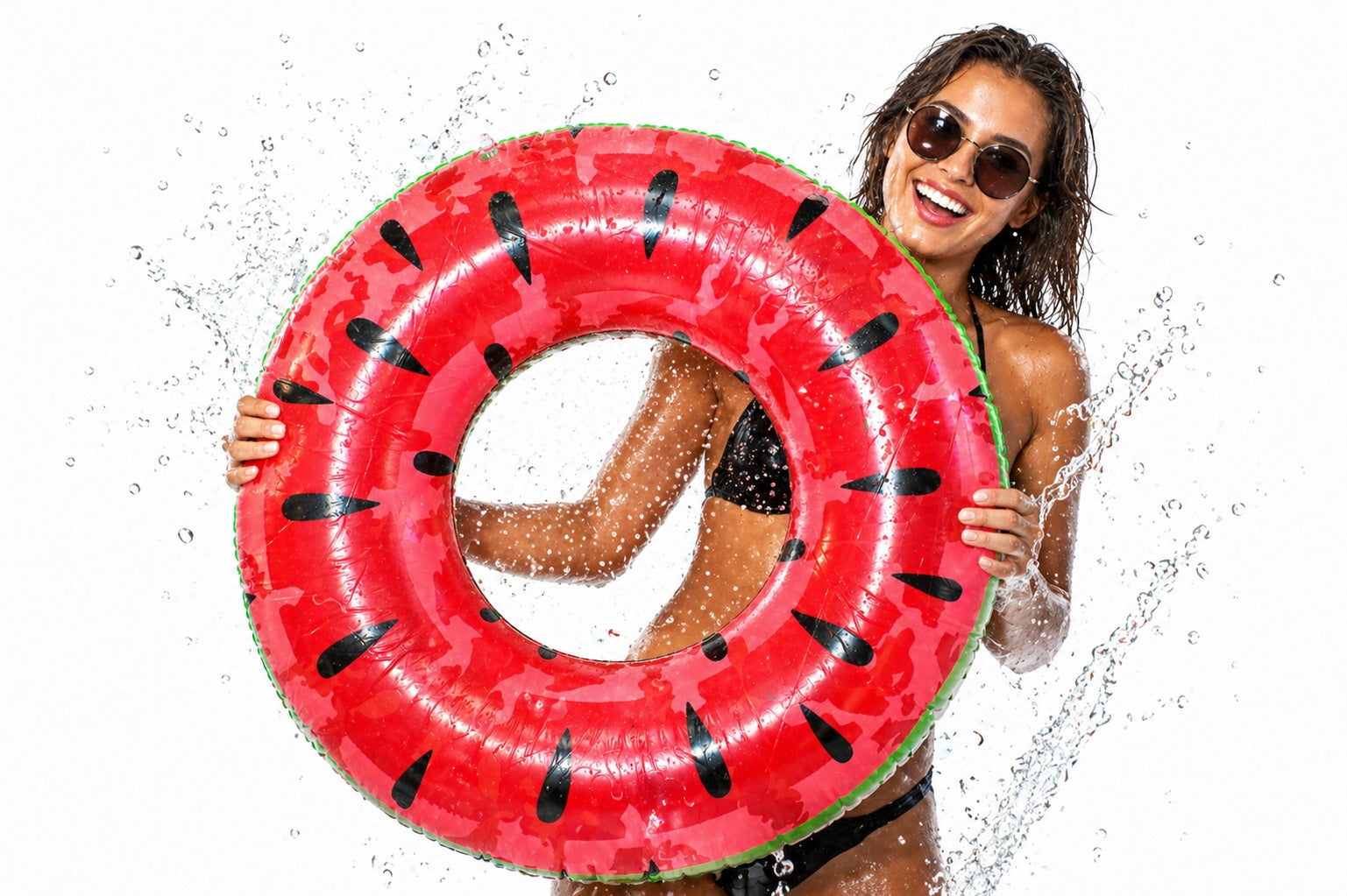 Watermelon 80 cm InFLATABLE SWIMMING WHEEL Pontoon for Swimming Pool Beach