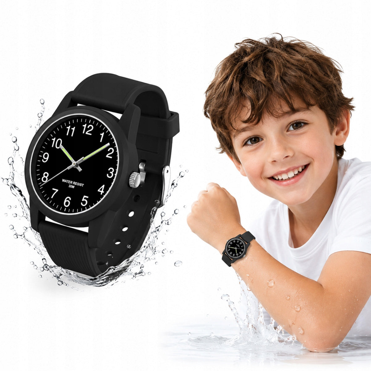 Waterproof Children's Quartz Watch in Black