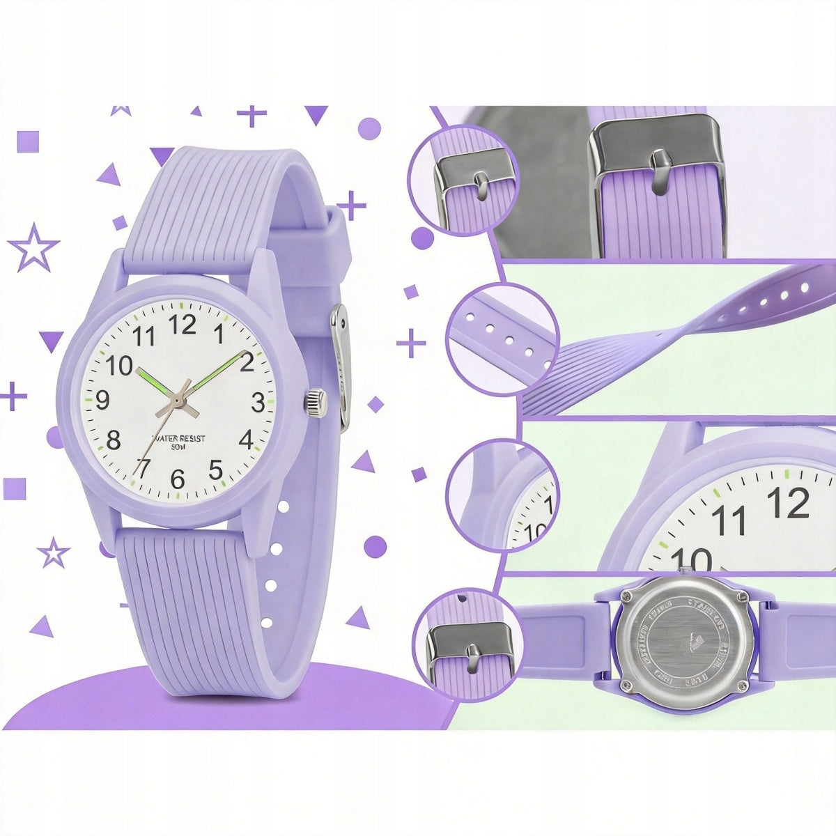 Waterproof Children's Watch Quartz Watch Purple Packaging status original
