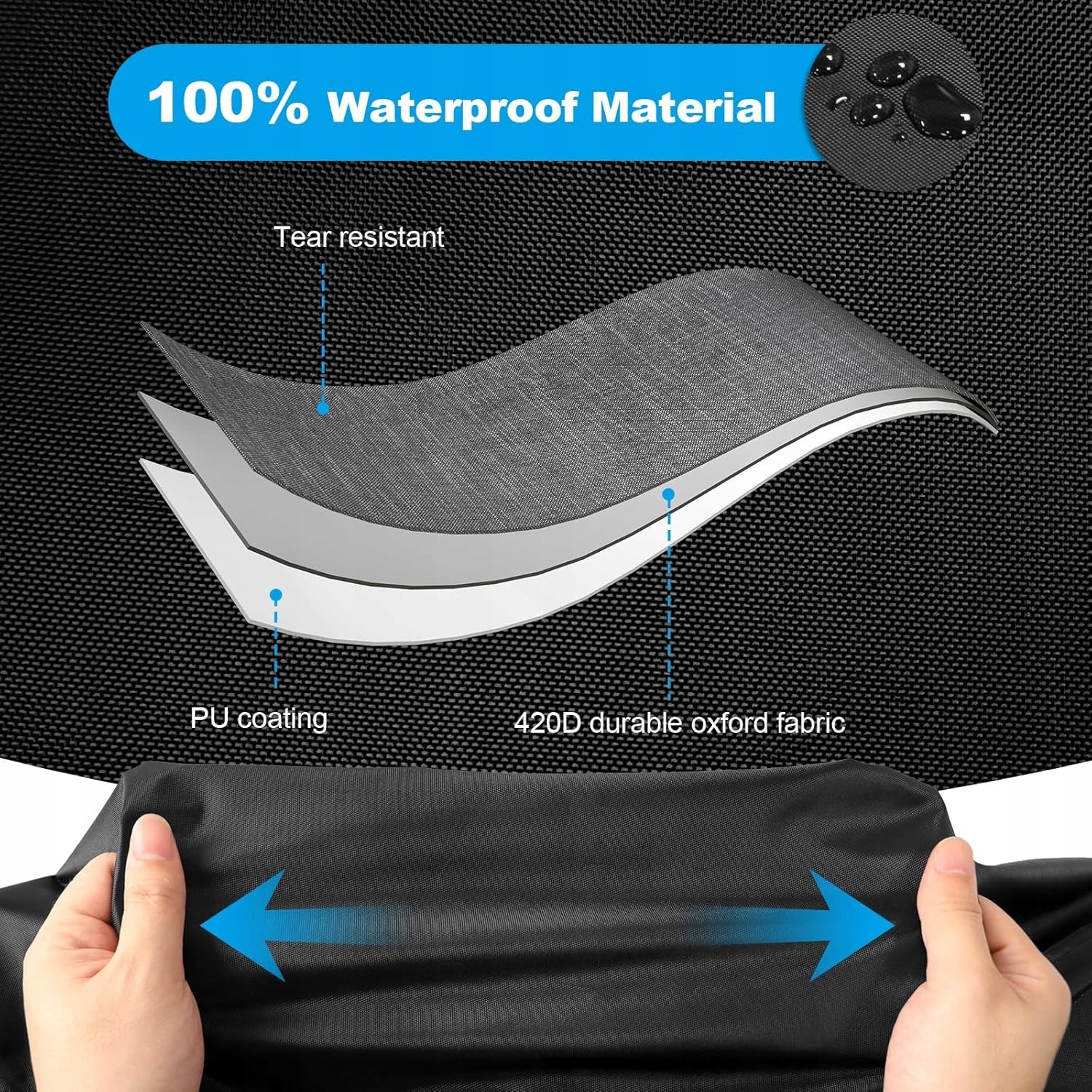 Waterproof Cover for Garden Furniture 170x94x70 cm Oxford 420D UV Resistant Length 170 cm