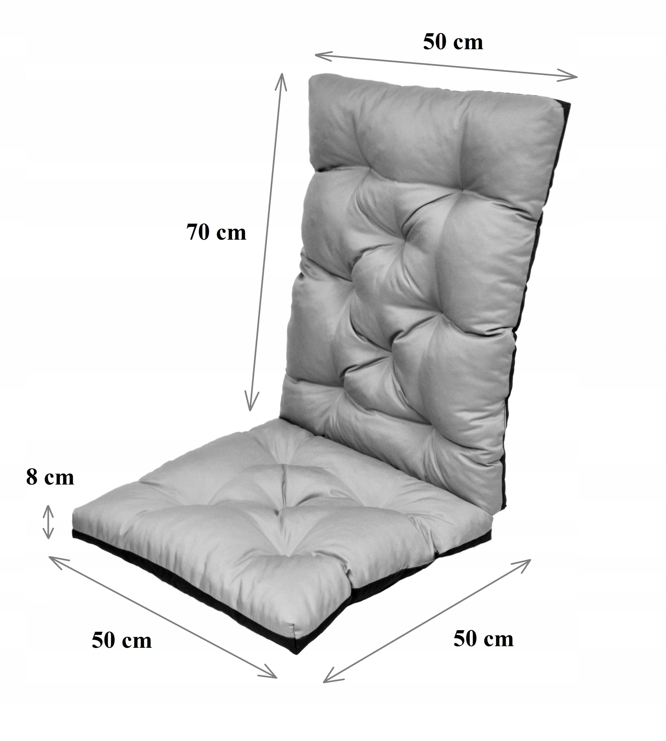 Waterproof Cushions with Backrest for Garden Chair Grey 50x120 6 pieces Pillow width 50 cm