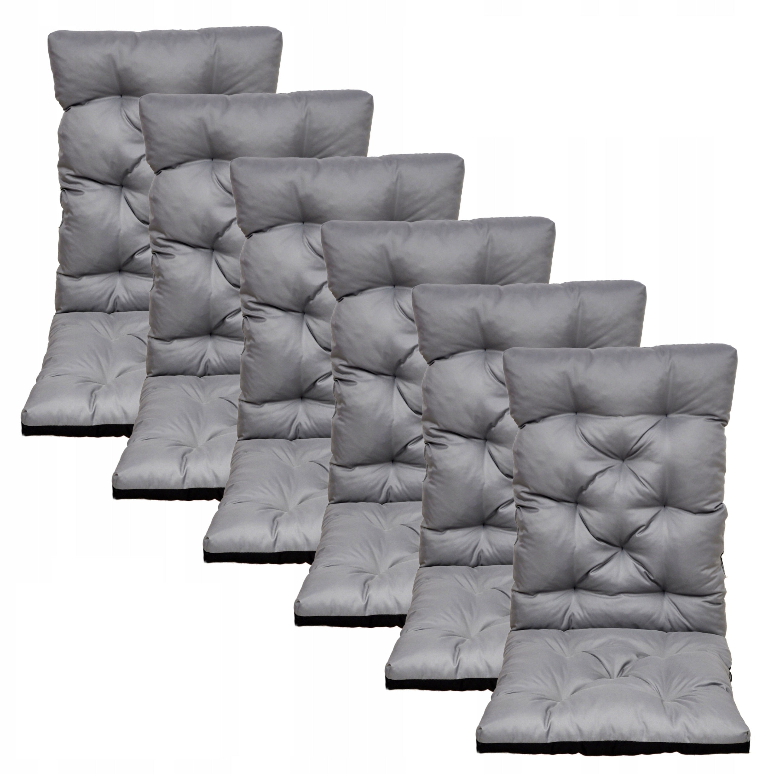 Waterproof Cushions with Backrest for Garden Chair Grey 50x120 6 pieces