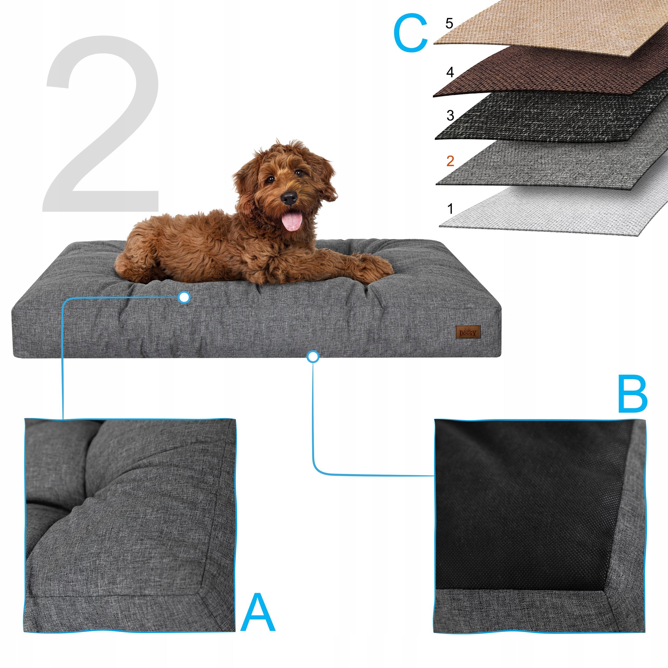 Waterproof Dog Mattress - Bedding for the largest dogs XXL 130x100 cm Product width 100 cm