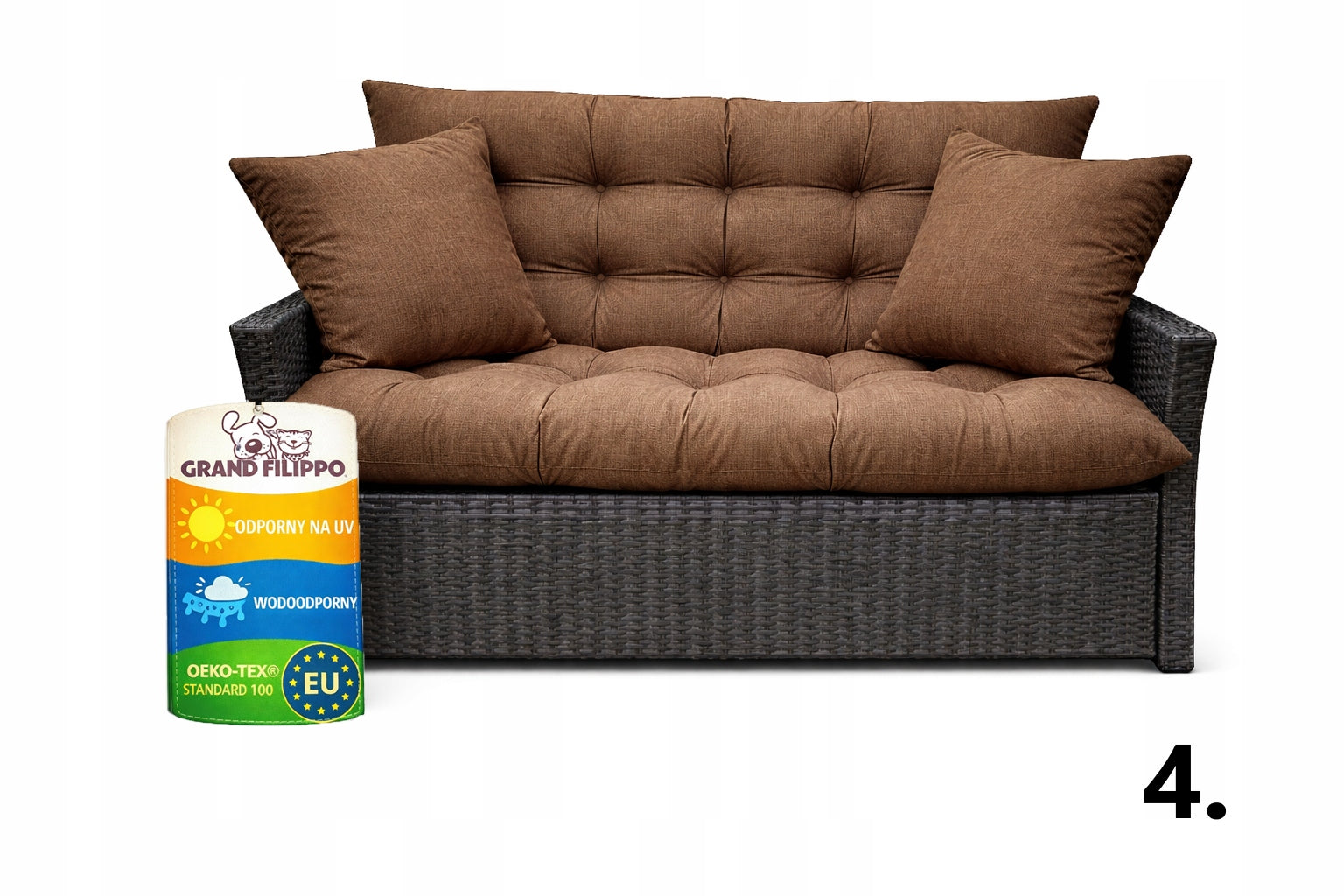 Waterproof Garden Cushion 160x50x60 for Swing, Bench, Rattan Grey Pillow width 110 cm