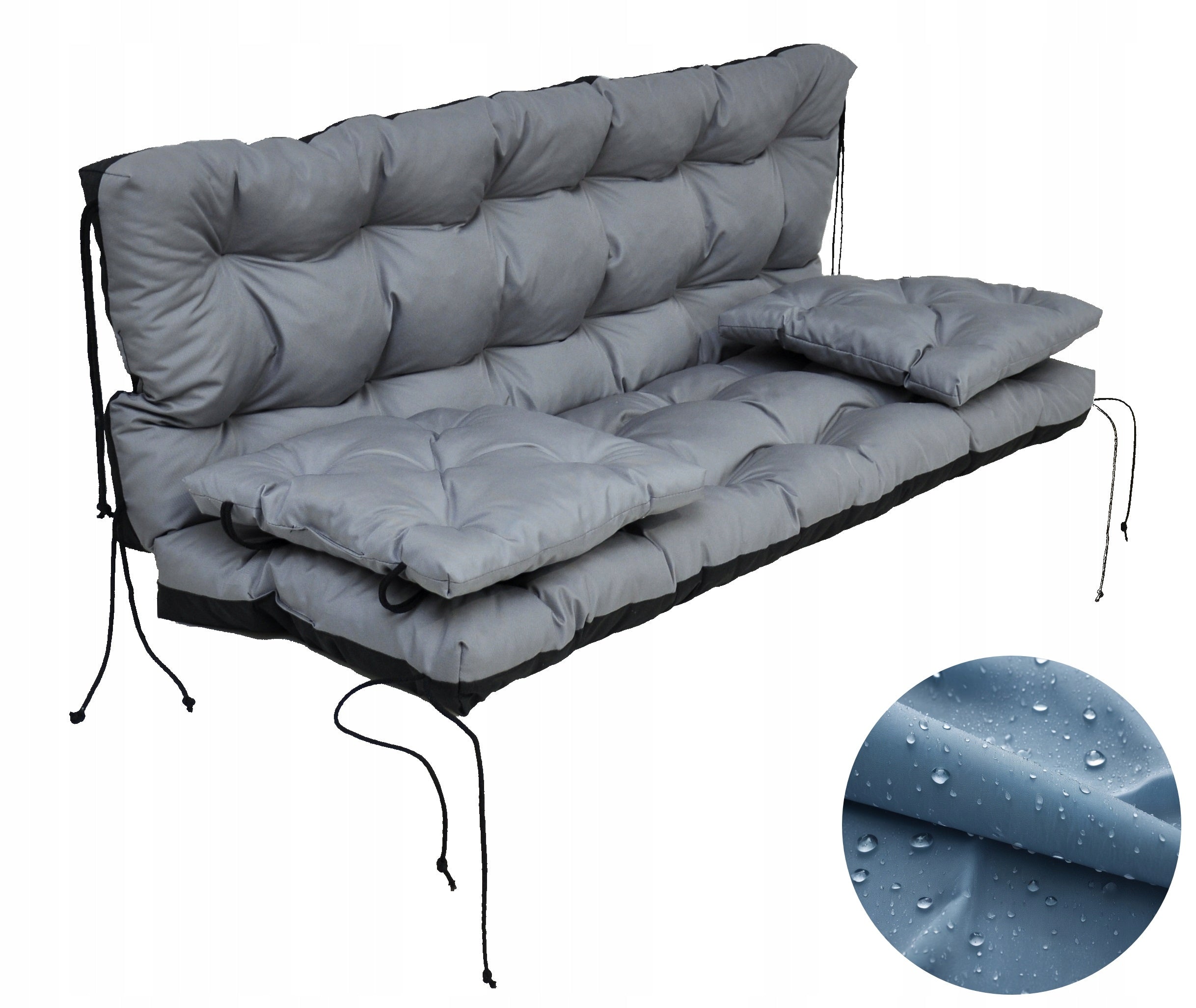 Waterproof Swing Cushion for Garden Bench 140 cm + Cushions 40x40