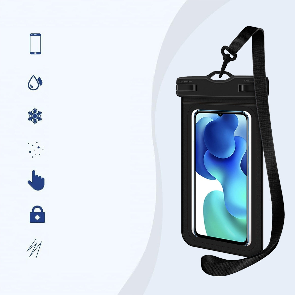 Waterproof case for phone + sachet Capacity (liters) less than 10