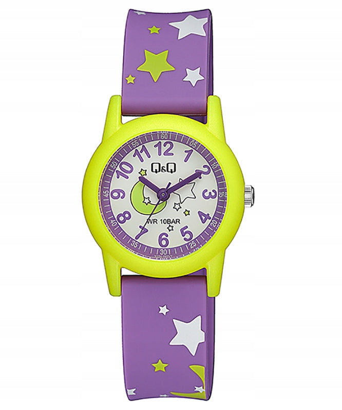 Waterproof children's watch on purple strap Q&Q clear with numbers