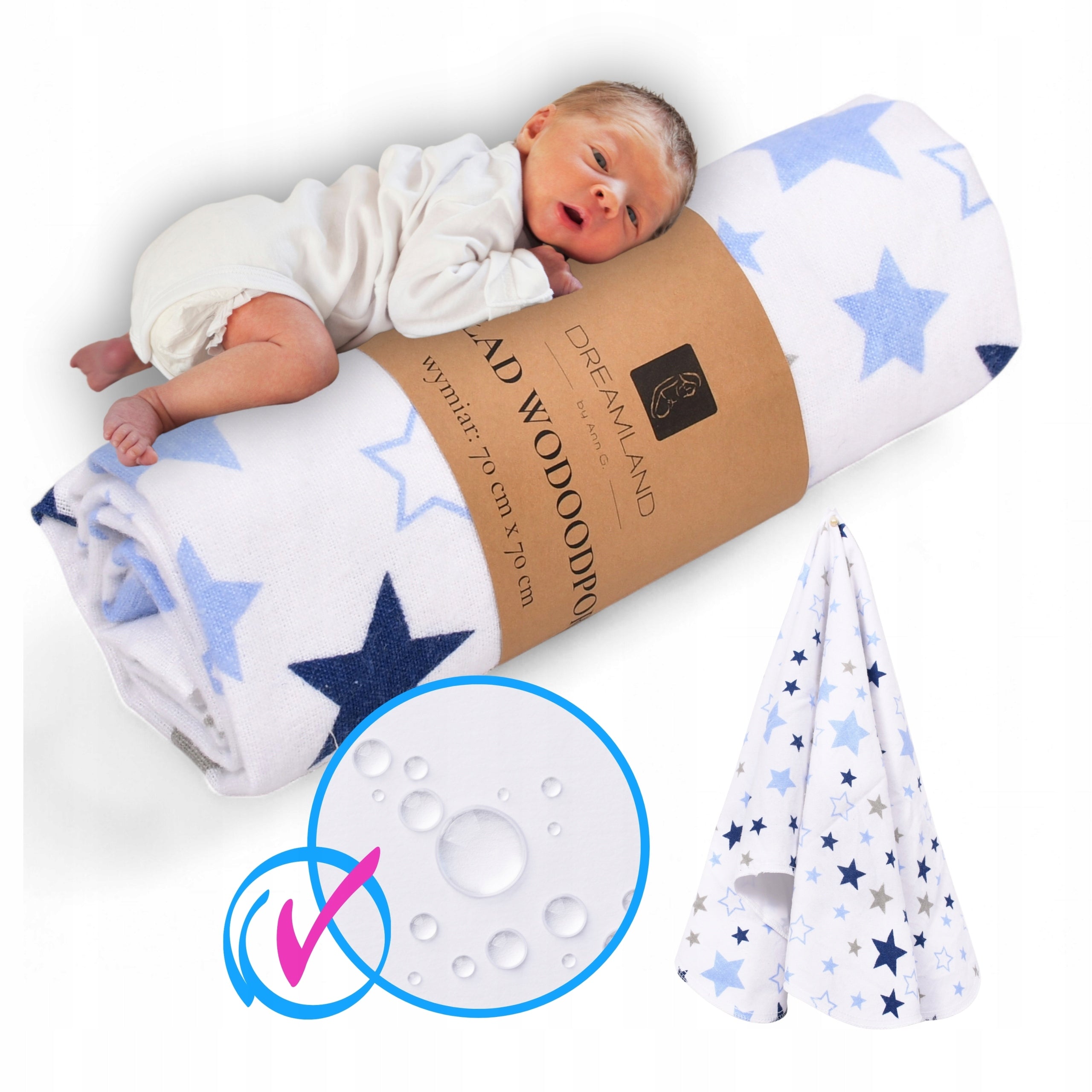 Waterproof flannel diaper with oilcloth 75x70 waterproof backing