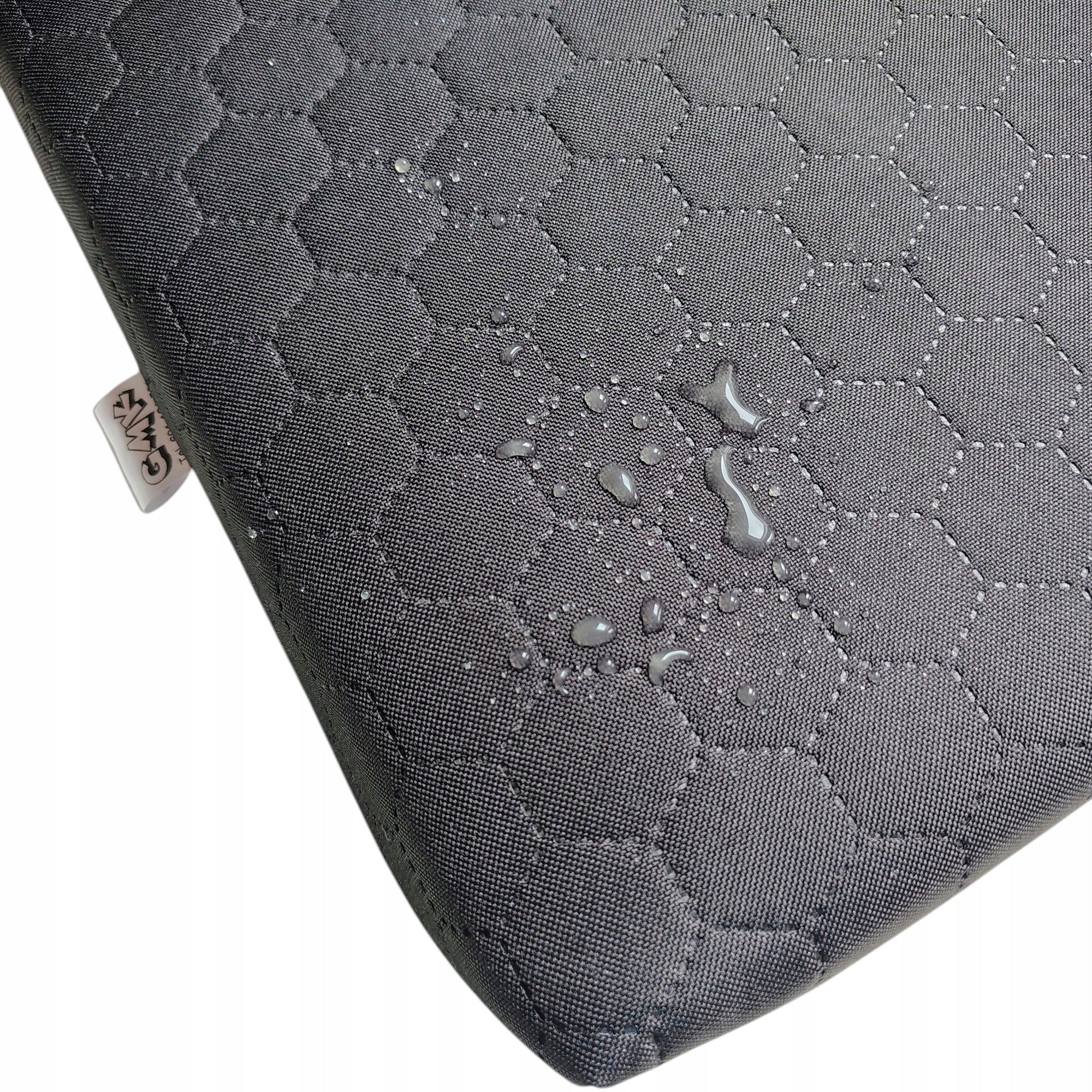 Waterproof garden cushion with sponge 50x100x6 cm–black quilted hexagons Pillow width 50 cm