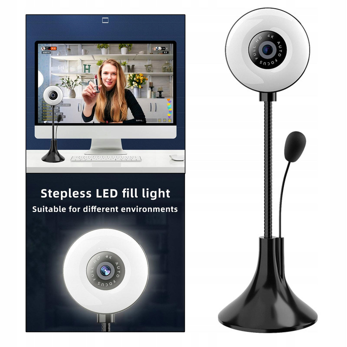 Webcam 4K Stable 4K Lens Group AK Clear Light Correction Multi 480p Brand no brand