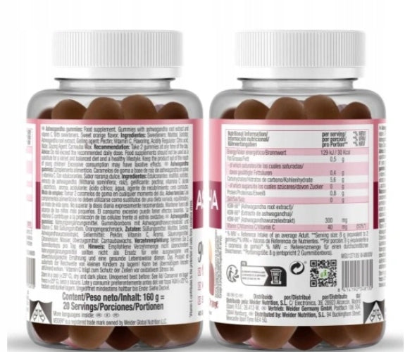 Weider ASHWAGANDHA 40 gummies taste Sweet Orange EXTRACT KSM 66 Stress Packaging status original