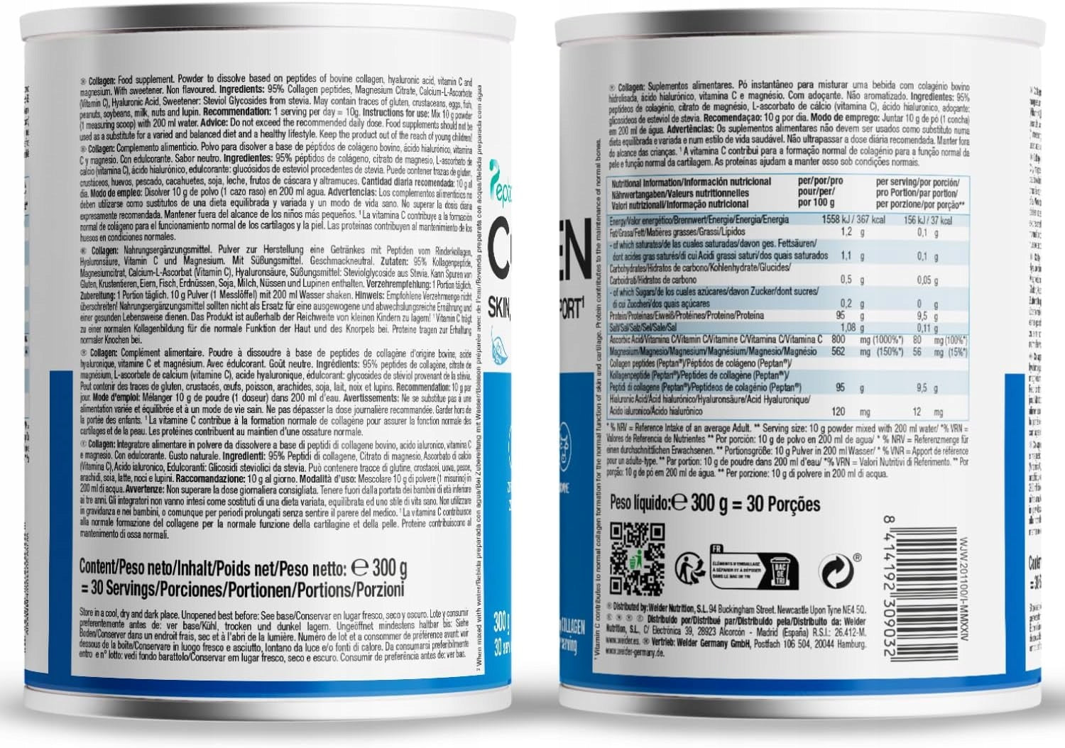 Weider COLLAGEN 300g Flavorless COLLAGEN Hyaluronic Acid PEPTAN Joints Packaging status original