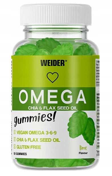 Weider OMEGA 50 Gummies flavor Lime OMEGA 3-6-9 EPA DHA Fish Oil