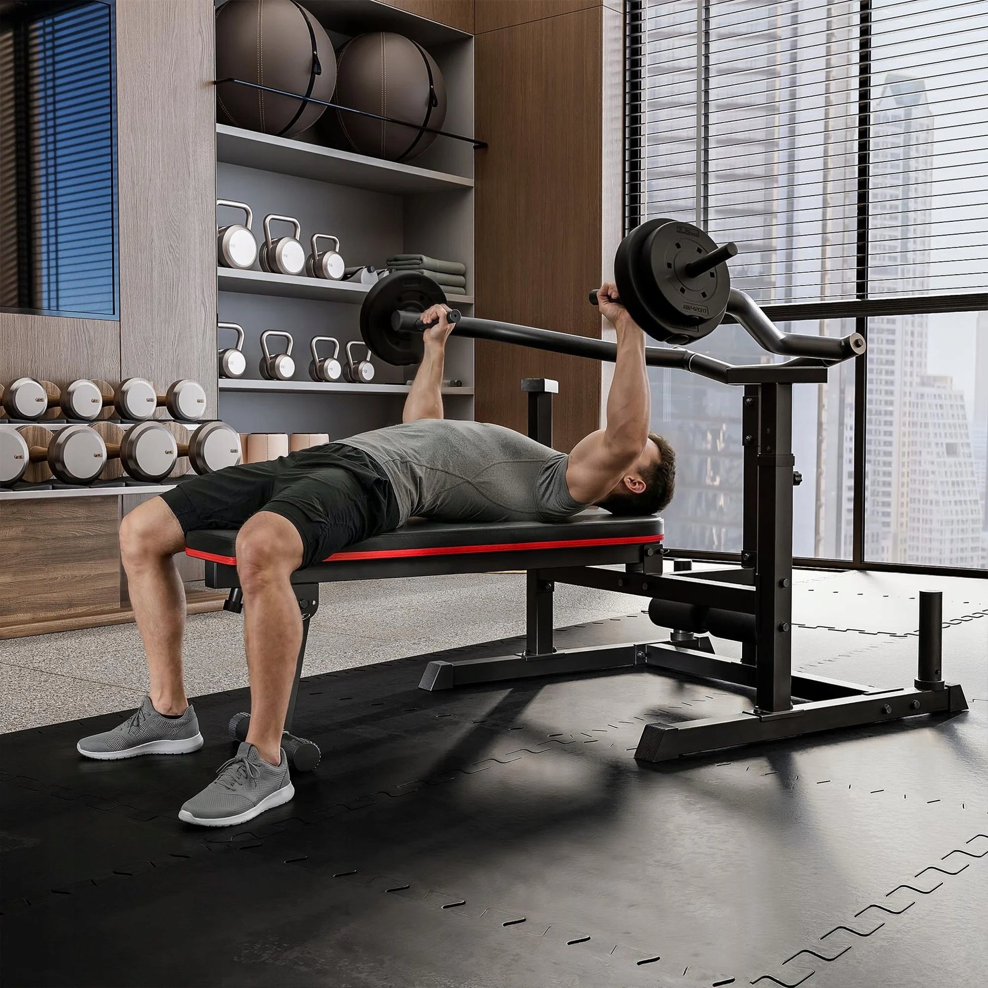 Weight bench 250kg for exercise squeezing adjustable folding slant Model HS-2100HB