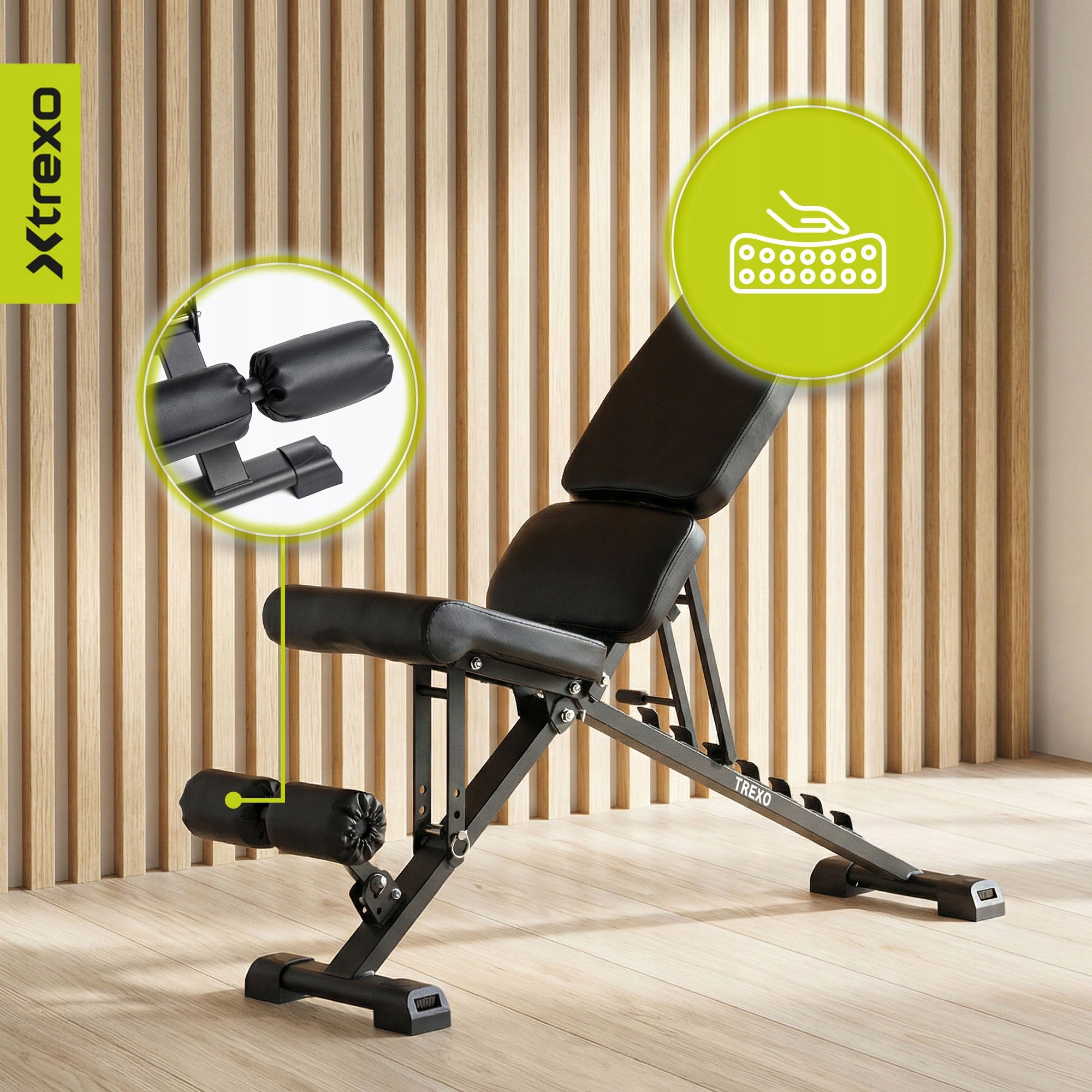 Weight bench XTREXO B200 / adjustable / foldable / multifunctional 150kg Length 116.5 cm
