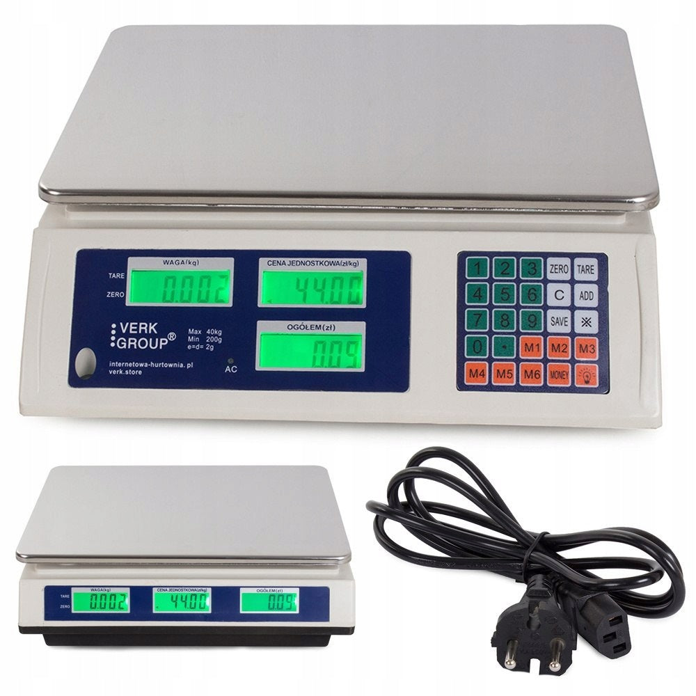 Weight shop warehouse 40kg PL LCD menu AKU 230V
