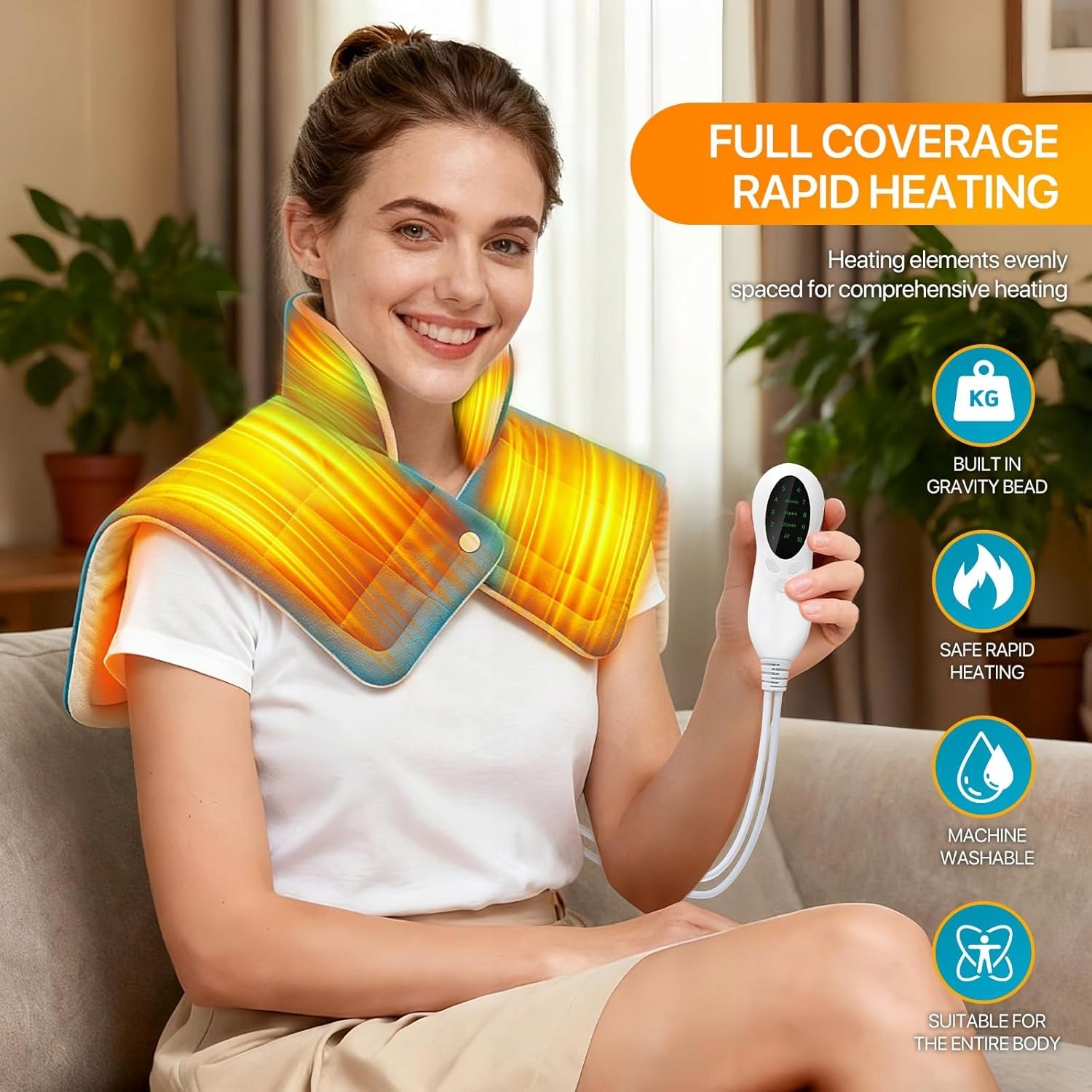 Weighted Heating Pillow for Neck and Arms 10 Levels Timer 0,85kg Manufacturer code Poduszka Elektryczna Grzewcza Kark Ramiona