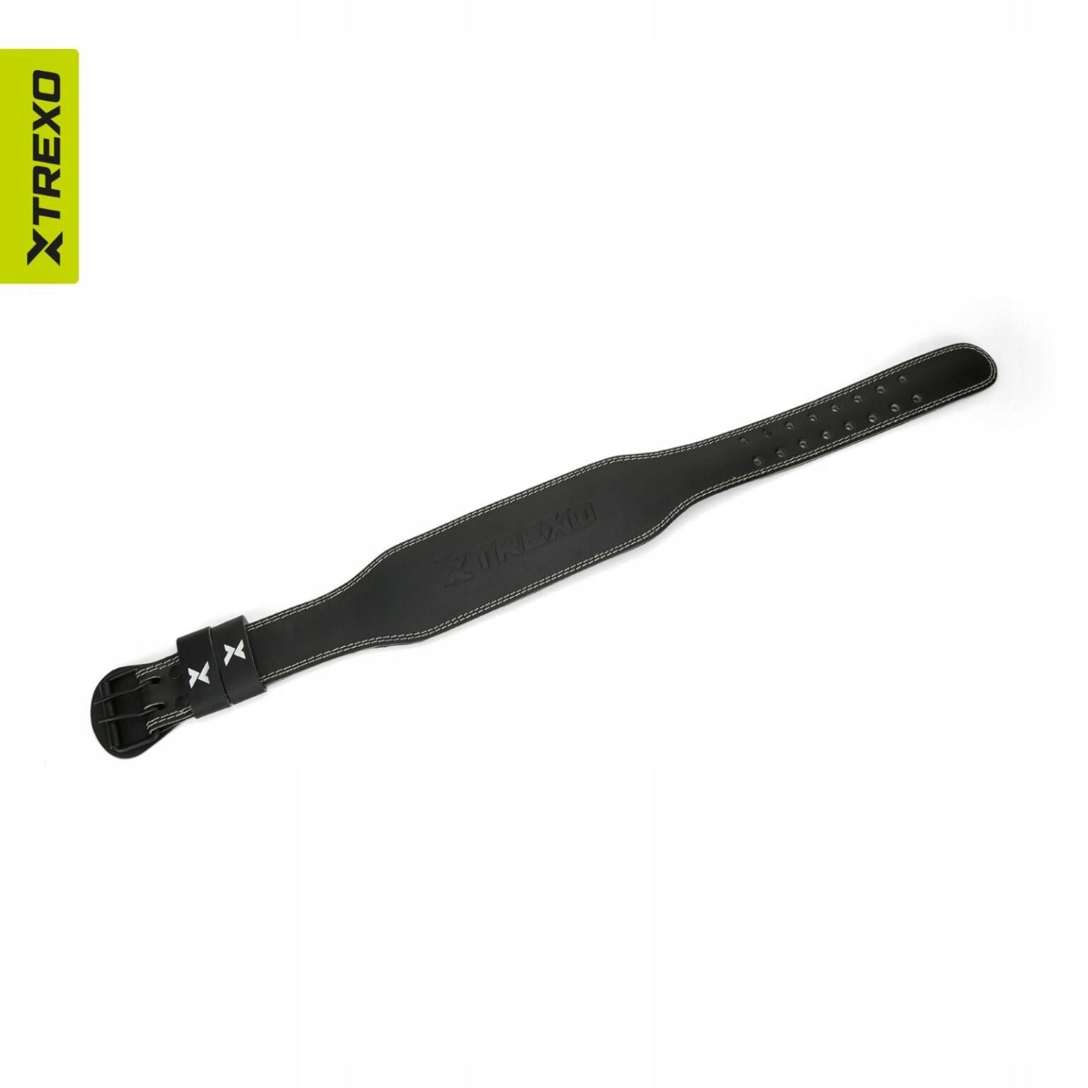 Weightlifting belt XTREXO GymRat leather black OS Total length 100 cm