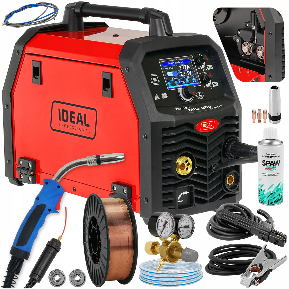 Welder MIGOMAT IDEAL MIG 200 PULSE LCD Aluminium Synergy VRD 4R 2T/4T