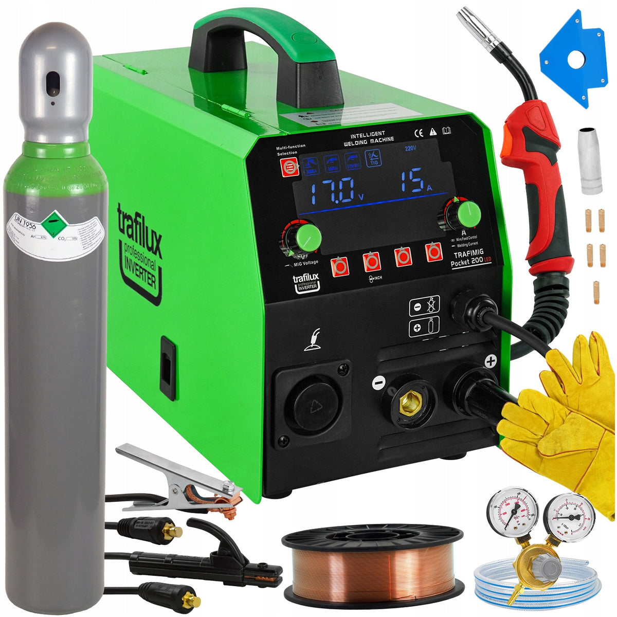Welder MIGOMAT TRAFILUX TRAFIMIG MIG 200 LED POCKET Synergy Spot 230V