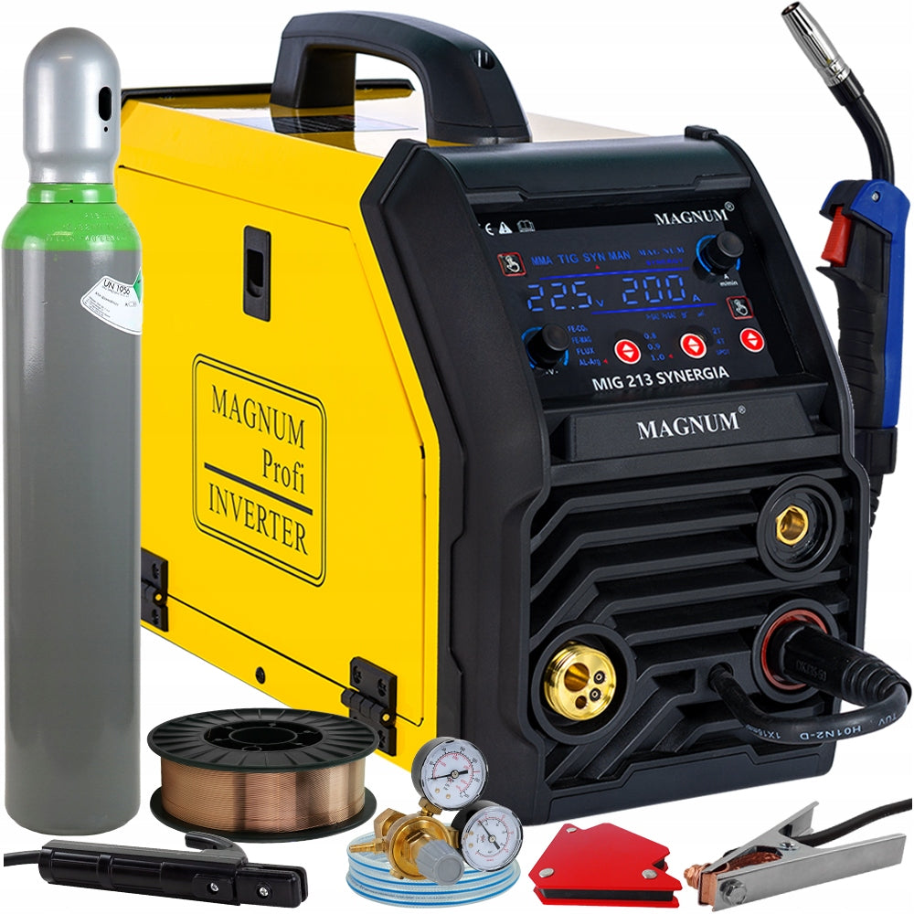 Welding machine MAGNUM MIG MAG TIG 213 Synergy Aluminium SPOT 200A 2T 4T SET