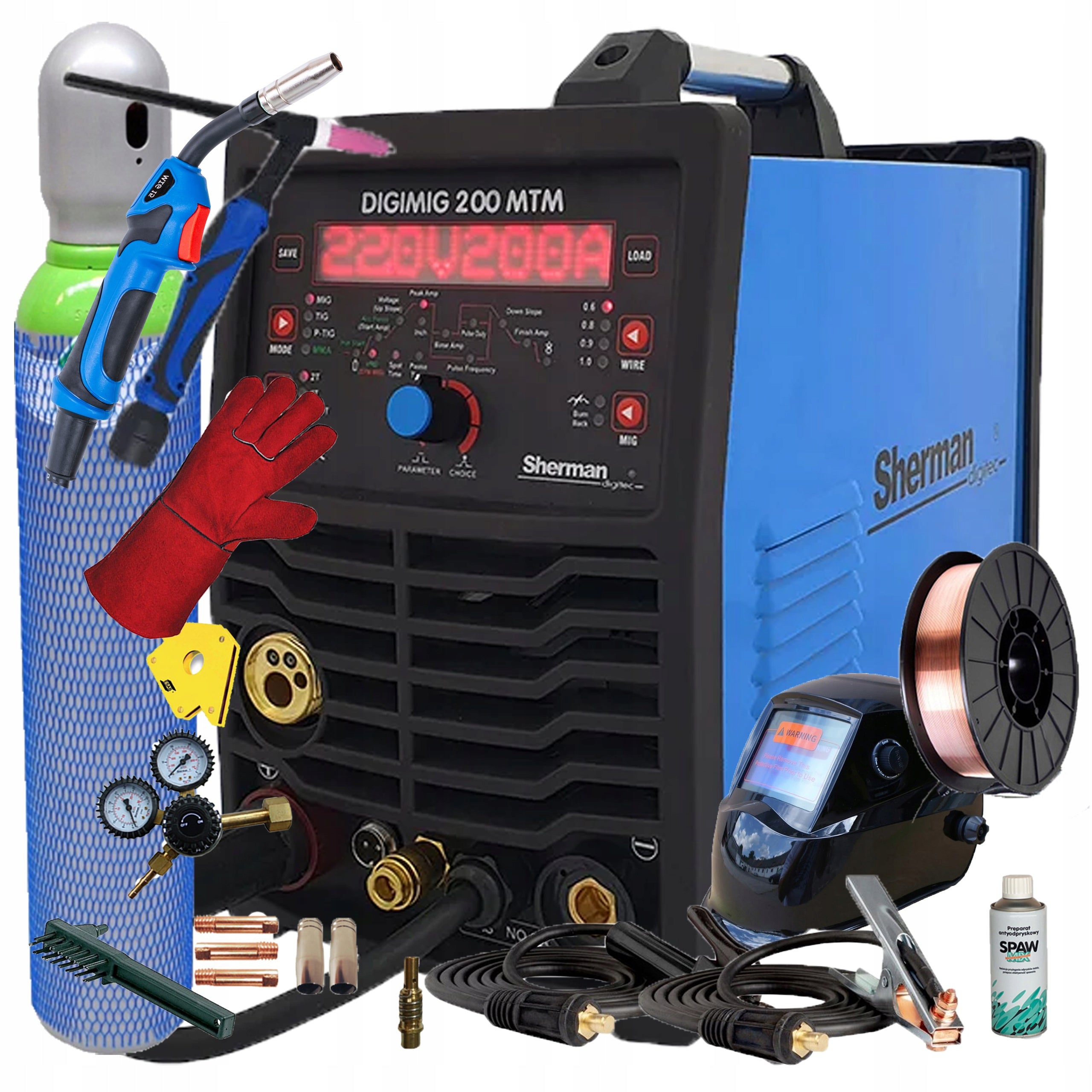Welding machine MIGOMAT 3in1 Sherman DIGIMIG 200 MTM MIG MMA TIG SET 200A