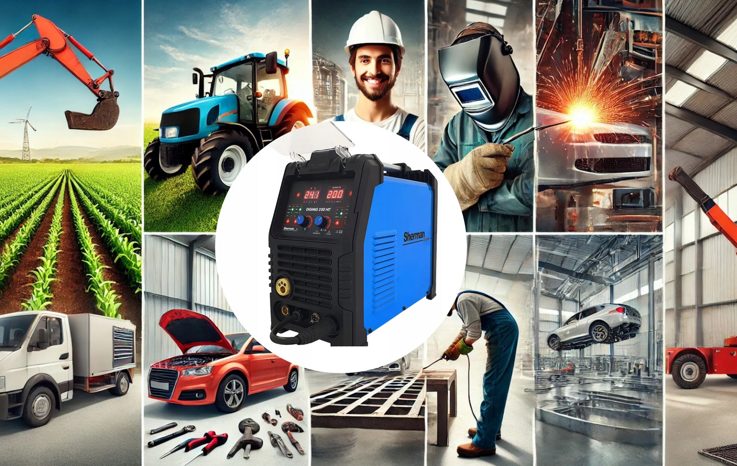 Welding machine Sherman DIGIMIG 200 HIT wire self-shielding electrodes Packaging status original