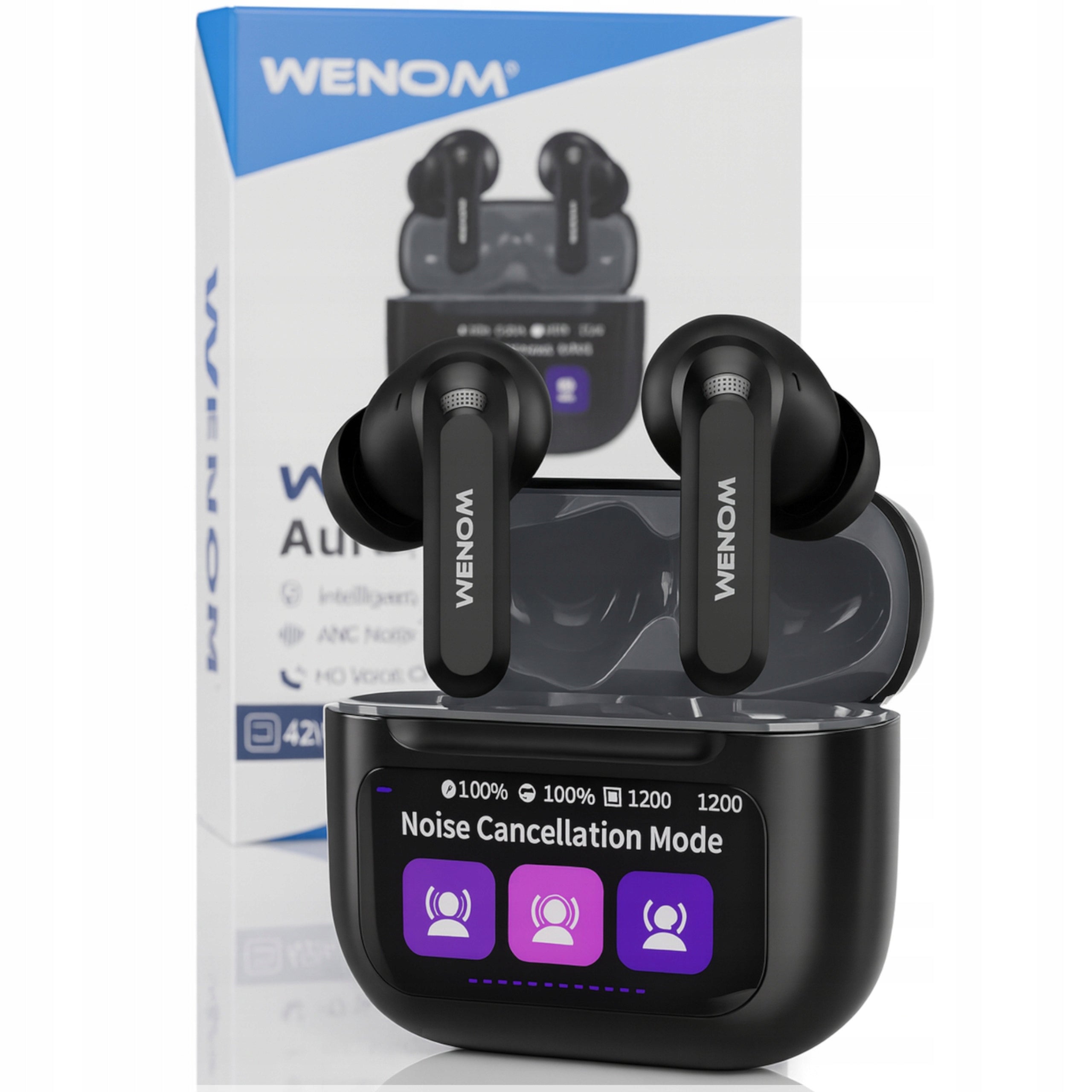 Wenom Aura BLUETOOTH 5.4 ANC Wireless In-Ear Headphones Talk Day
