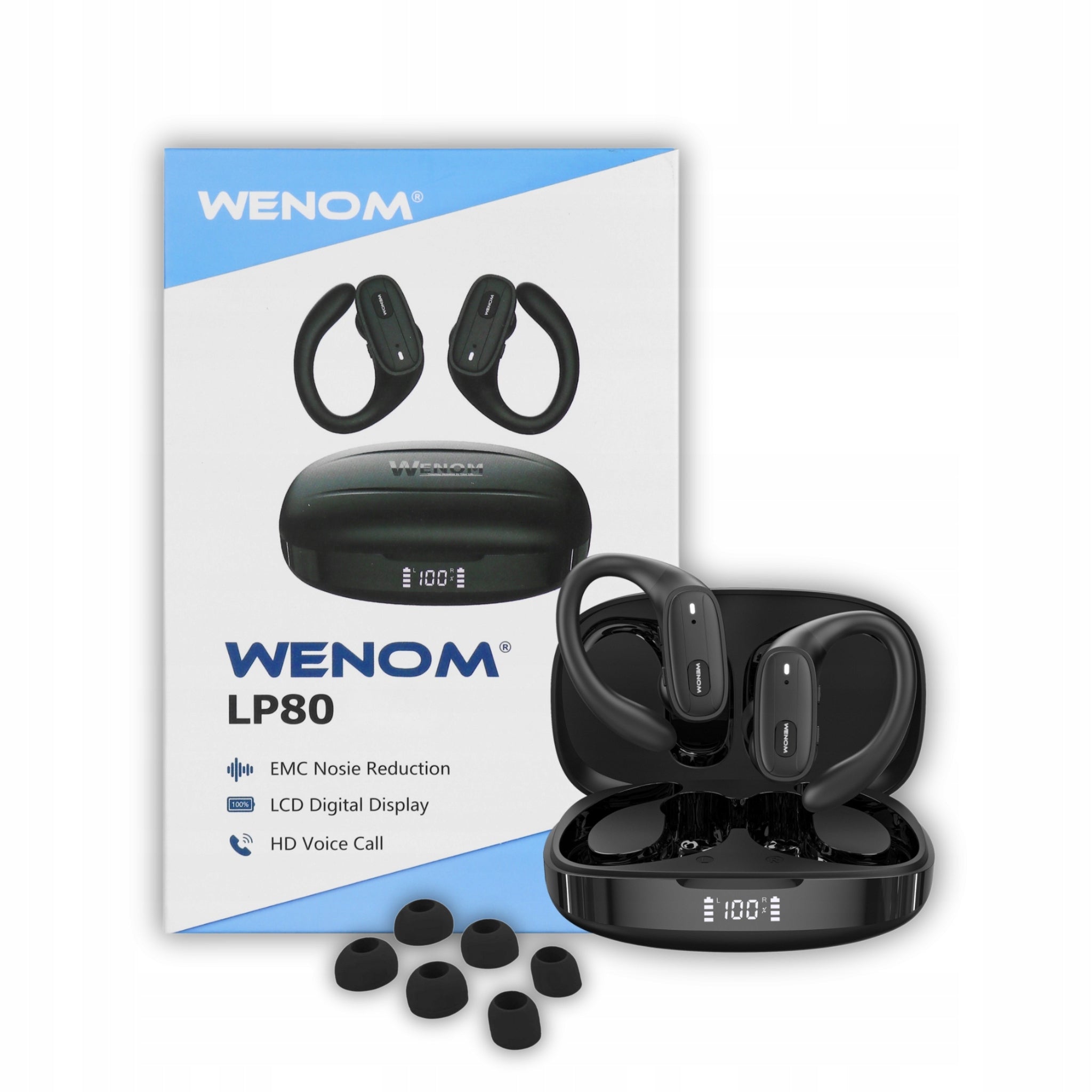 Wenom LP-80 Wireless Over-Ear Headphones Waterproof Sports Bluetooth Manufacturer code Douszne z Mikrofonem do Biegania Powerbank BT